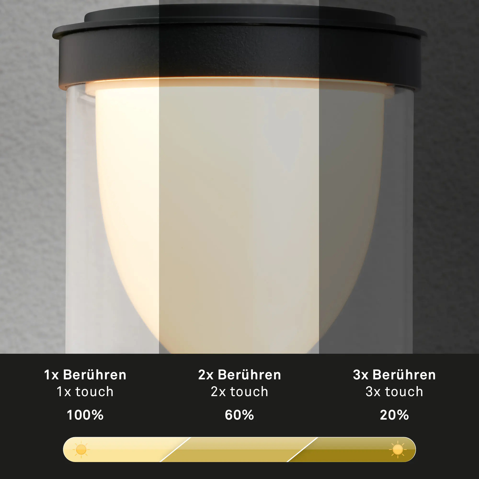 Briloner LED Außenwandleuchte Touch Akku 4W schwarz dimmbar warmweiß Briloner LED Außenwandleuchte Touch Akku 4W schwarz dimmbar warmweiß