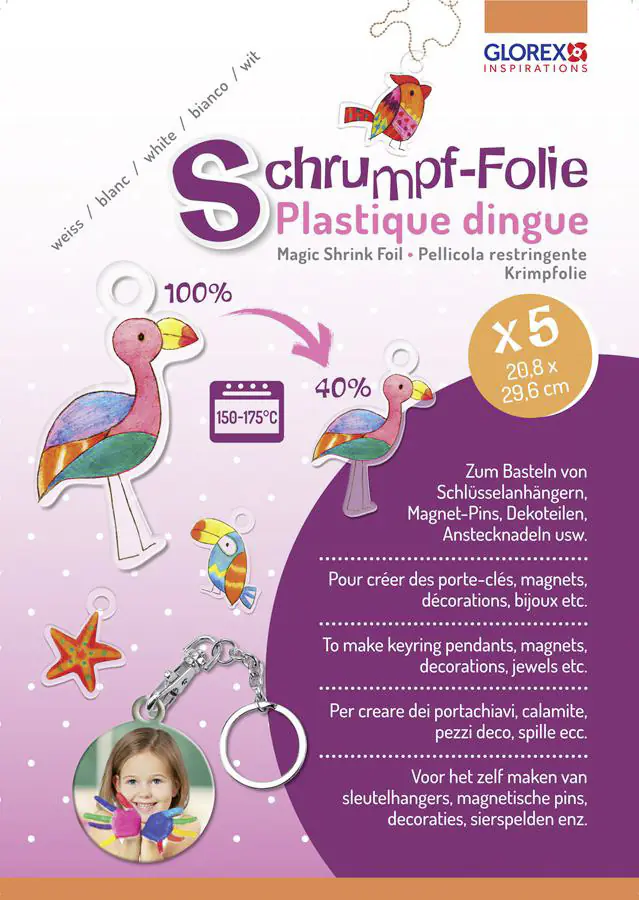 Glorex Schrumpffolie A4 transparent, 5 Bogen