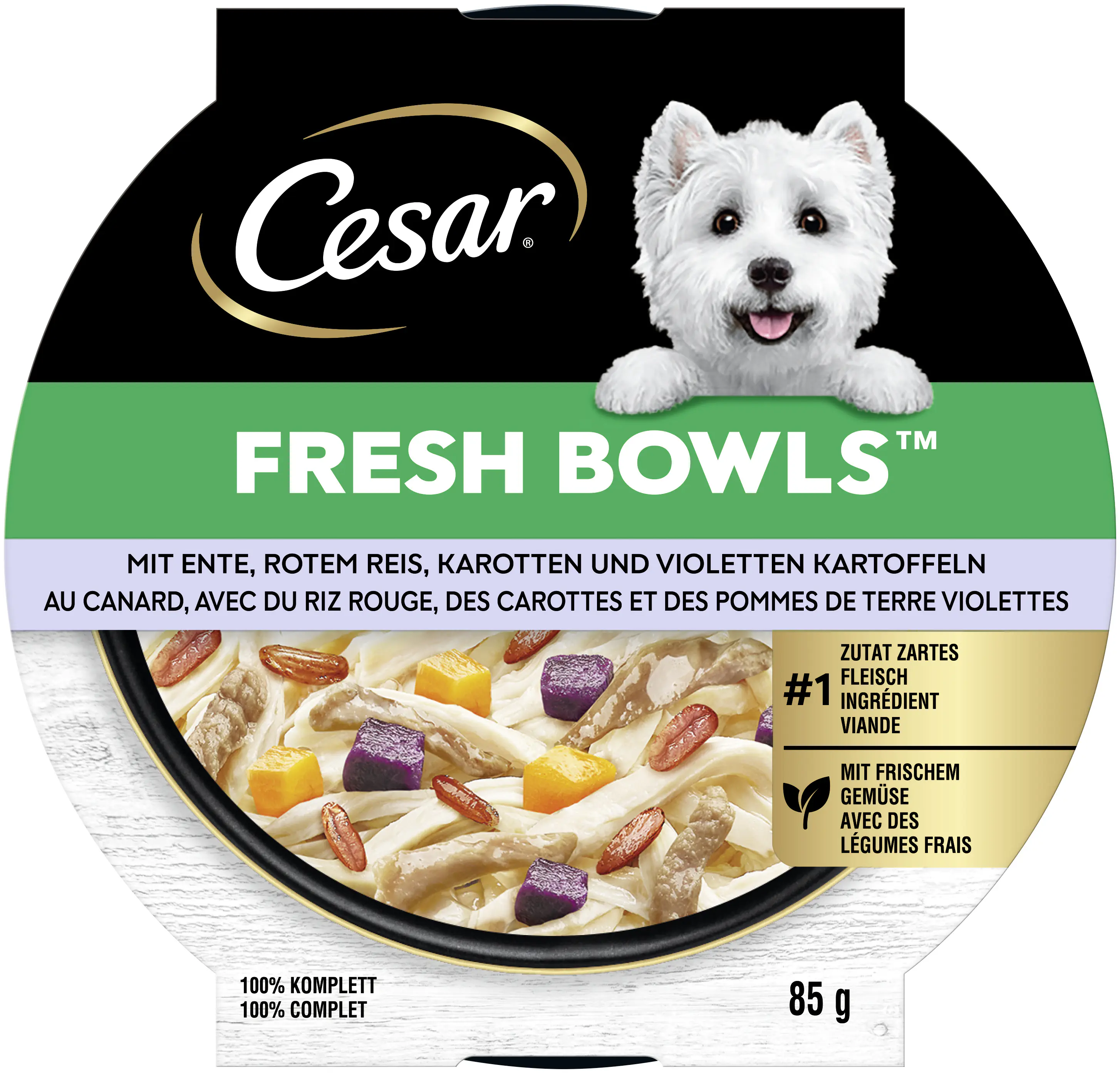 Cesar Hundenassfutter Fresh Bowls Schale 85 g Ente in Sauce