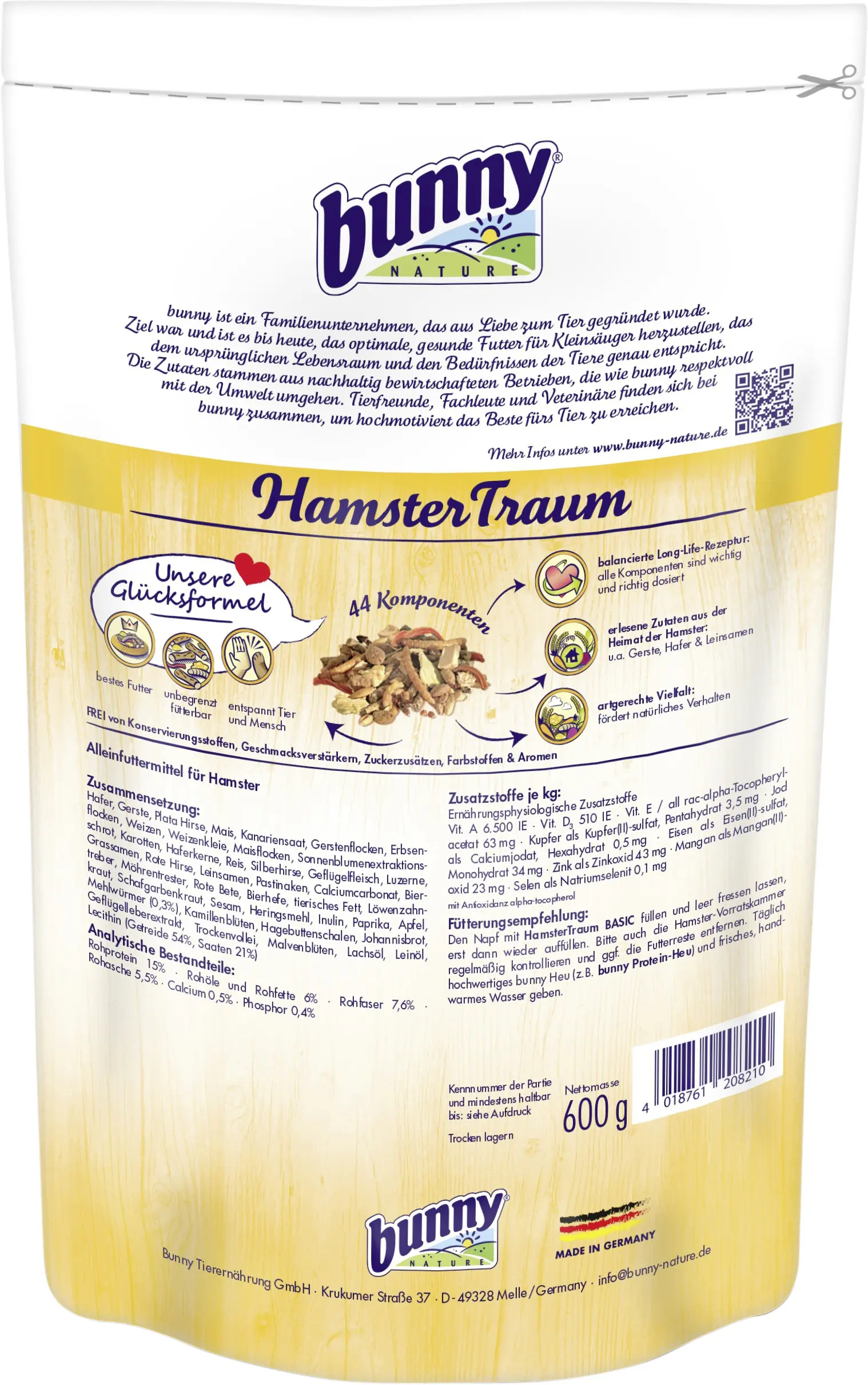 bunny HamsterTraum BASIC 600g für Hamster