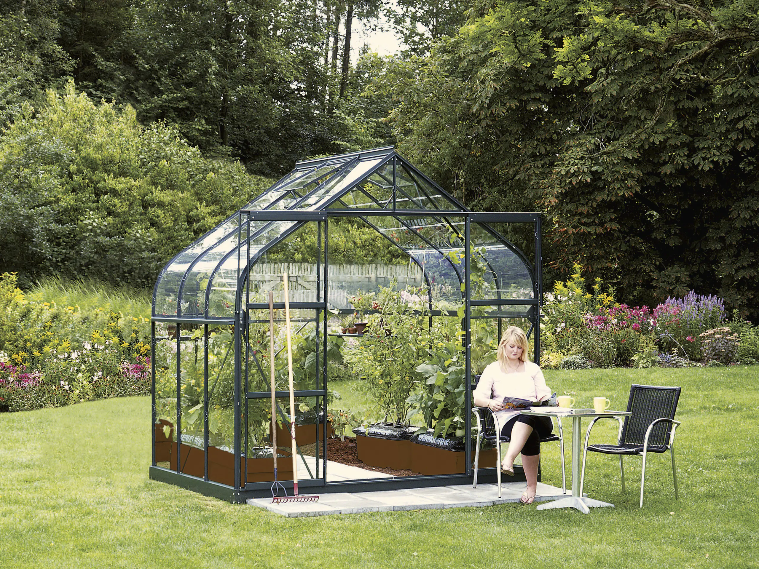 Vitavia Gewächshaus-Set-Set Dione 5000 ESG 3 mm smaragd 254 x 192 cm