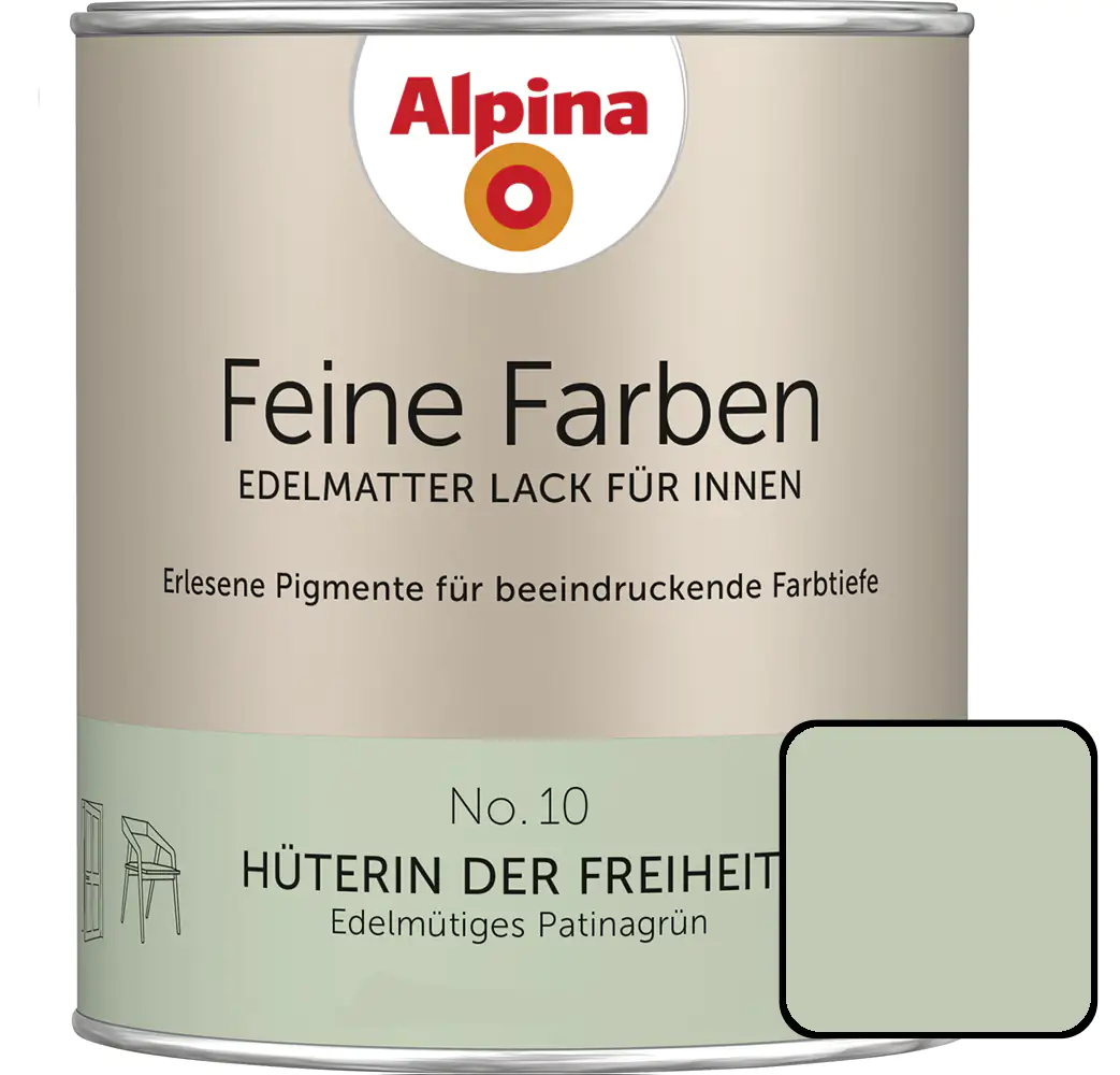 Alpina Feine Farben Lack No. 10 Hüterin der Freiheit  patinagrün edelmatt 750 ml Alpina Feine Farben Lack No. 10 Hüterin der Freiheit  patinagrün edelmatt 750 ml