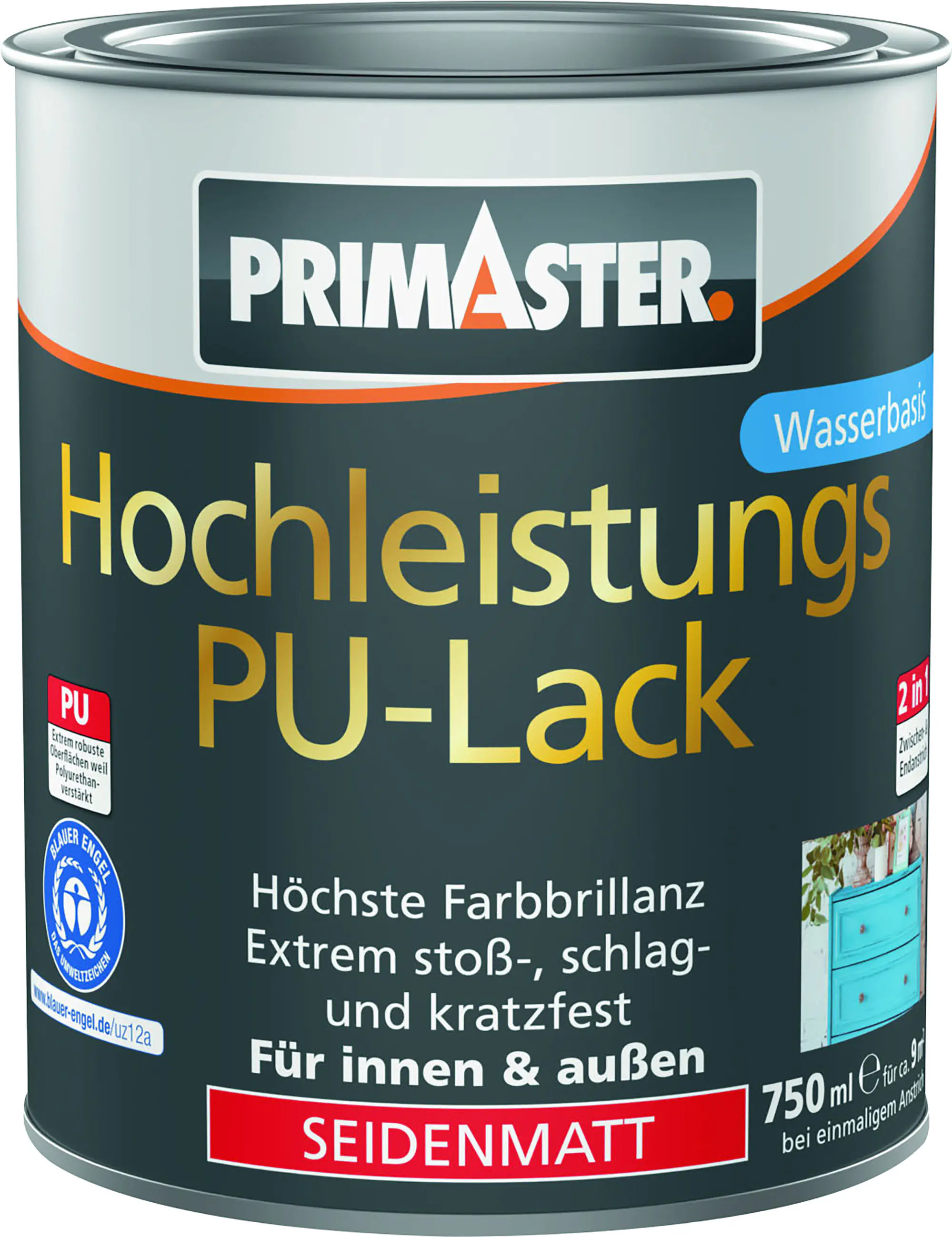 Primaster Hochleistungs PU-Lack cremeweiß seidenmatt 750 ml