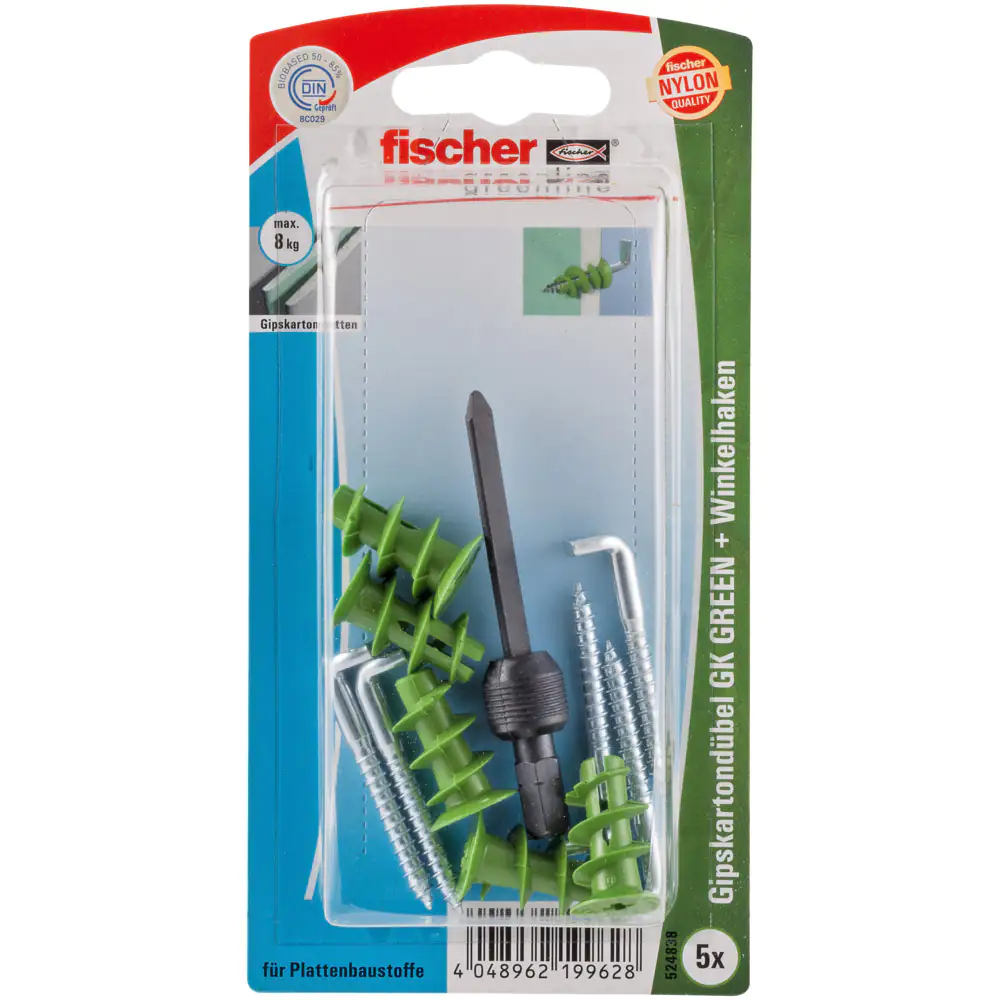Fischer Gipskartondübel GK green WH 22 mm - 5 Stück Fischer Gipskartondübel GK green WH 22 mm - 5 Stück