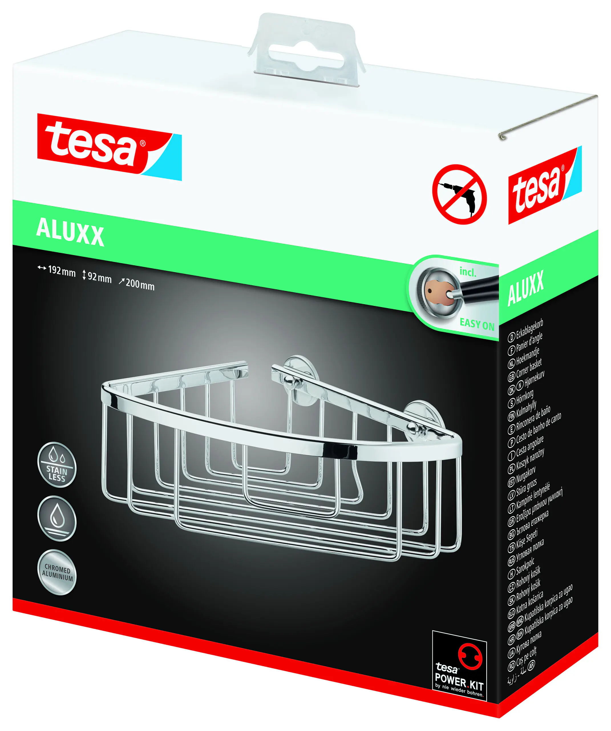 tesa Eck-Duschablage Aluxx zum Kleben dreieckig 1 Ablage verchromt 20 cm