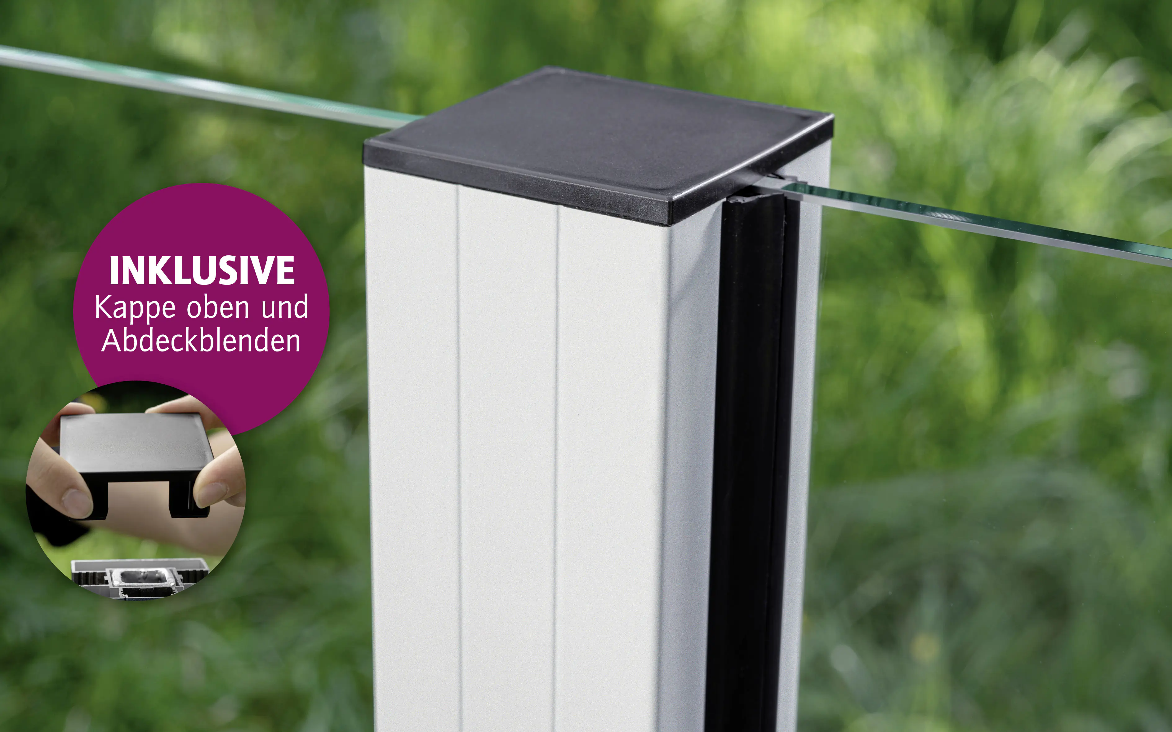 Ambiente Aluminium-Pfosten 187 cm, 68 x 68 mm, Verkehrsweiß Struktur 9016