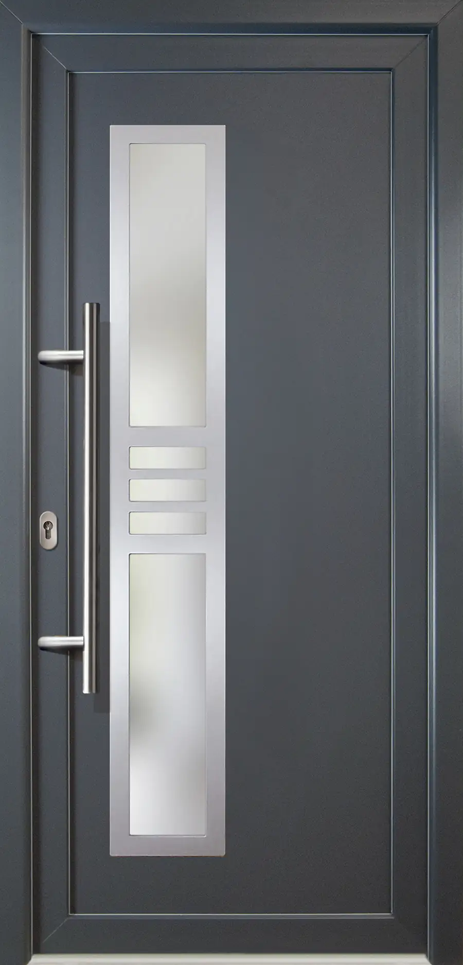 4060691161592 Meeth Haustür Signum PVC Exclusiv PVC Modell 53 88 x 208 cm, DIN links, weiß/titan