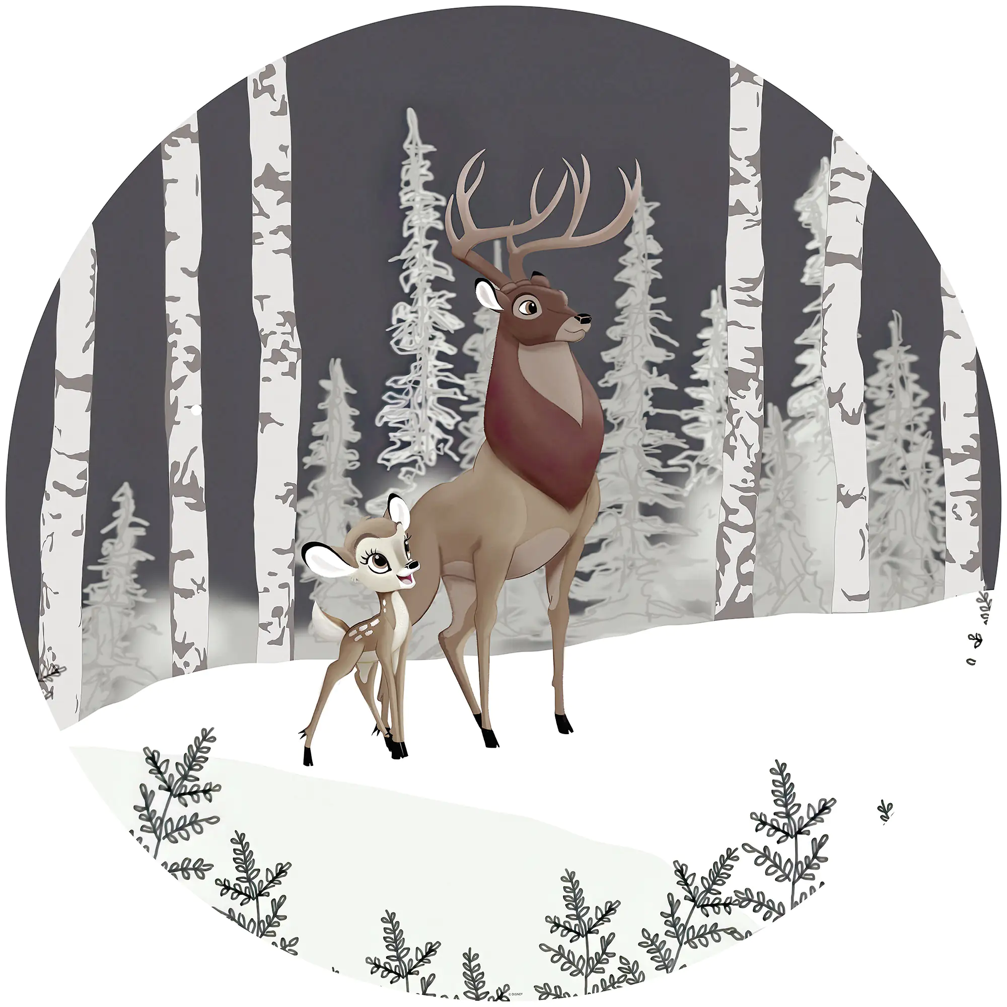 Komar Vlies Fototapete Dot Bambi Great Prince Ø 128 cm, selbstklebend