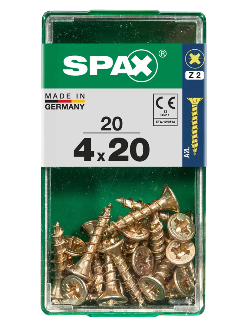 Spax Universalschrauben 4.0 x 20 mm PZ 2 - 20 Stk. Spax Universalschrauben 4.0 x 20 mm PZ 2 - 20 Stk.