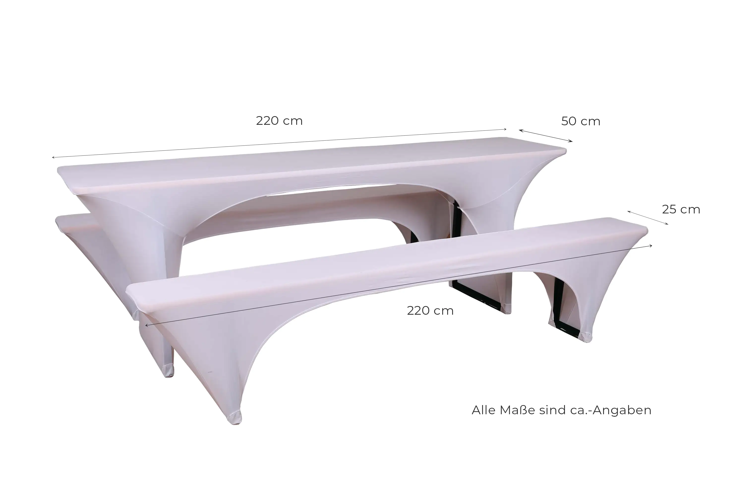 GO-DE Bierzeltgarnitur-Spannhussen 50cm 50 cm x 220 cm x 70 cm, weiß