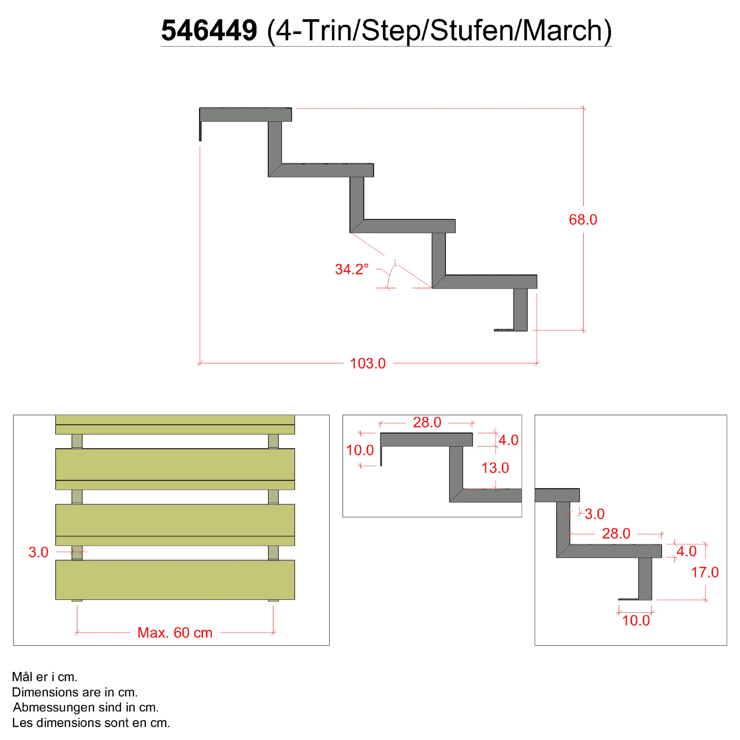 Plus Stahltreppenwange verzinkt 17 cm Stufenhöhe mit Beschlag