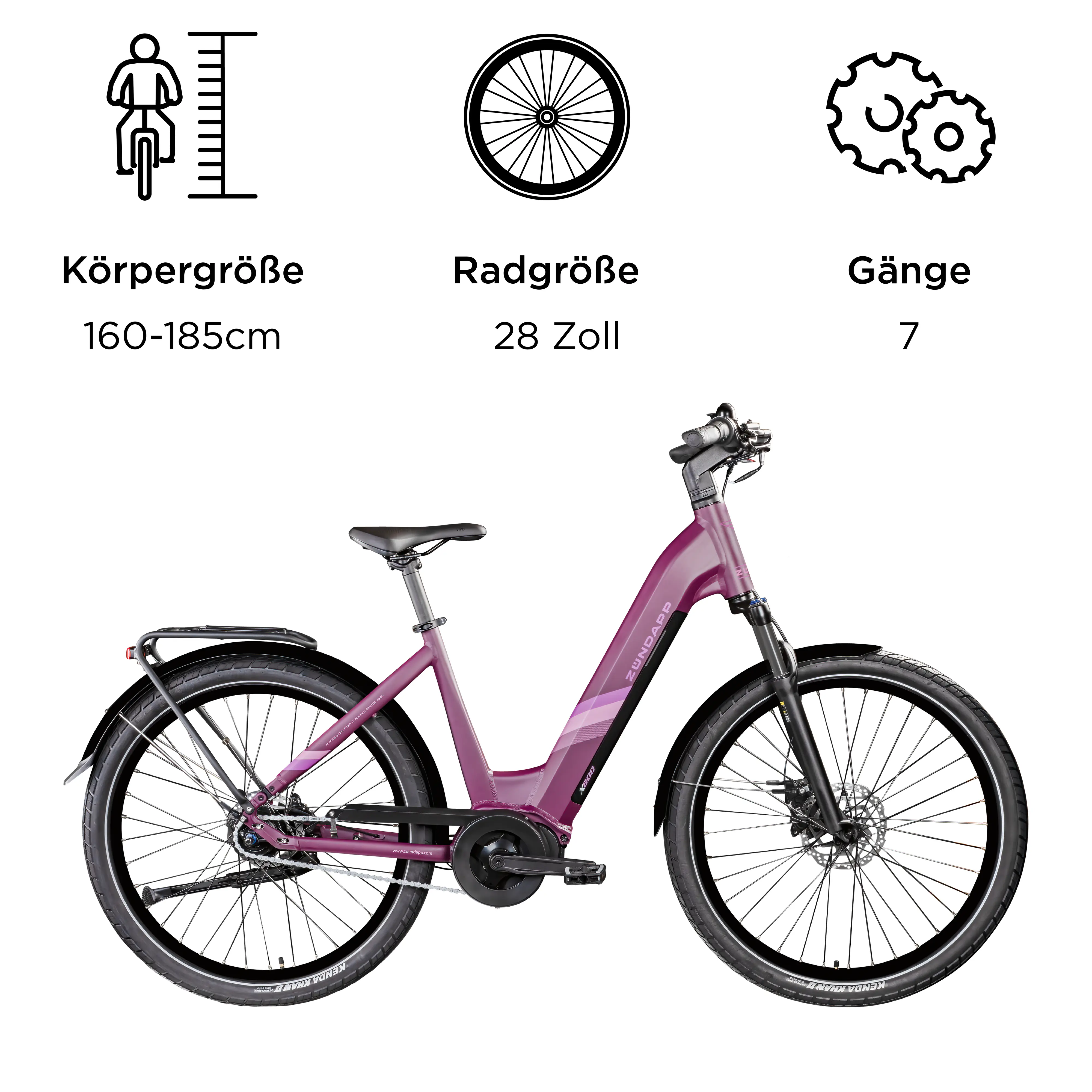 Zündapp E-Bike City X800 27,5 Zoll 7-Gang 550 Wh purple violet