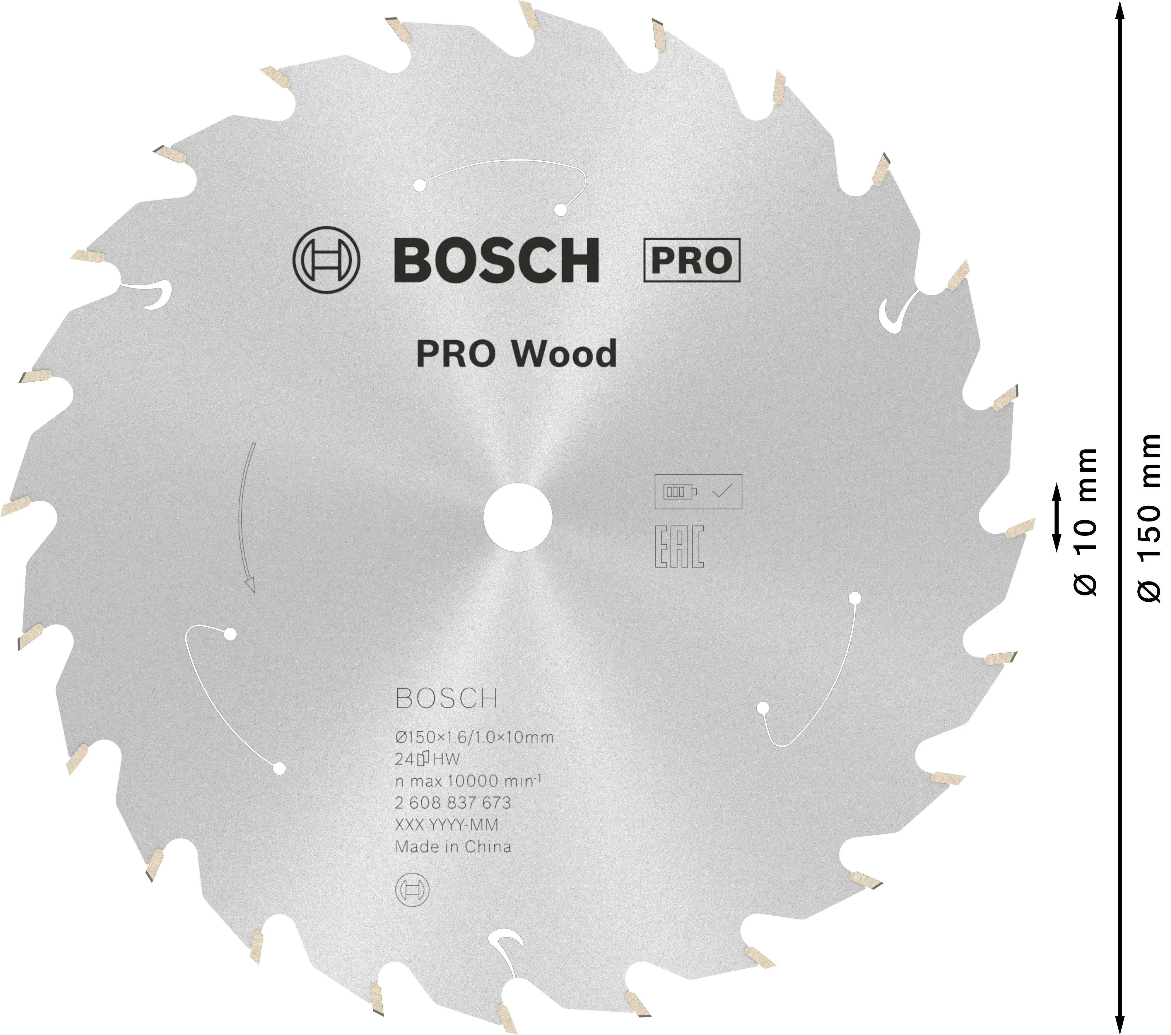 Bosch PRO Wood cordless Kreissägeblatt 150 x 1,6 x 10 mm T24