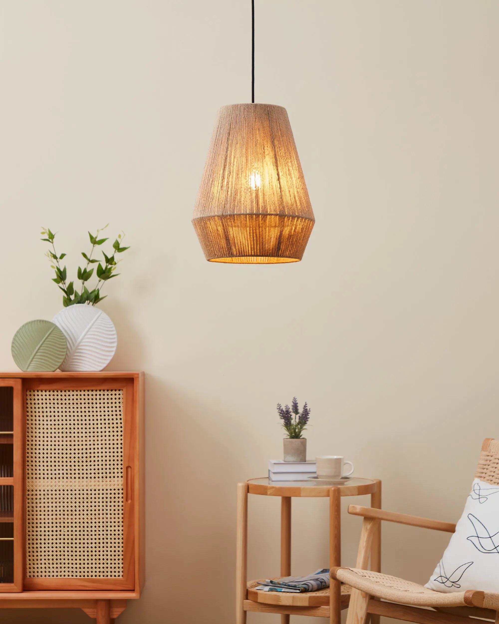 Eglo Hängeleuchte Alderney natur 30 x 110 cm E27