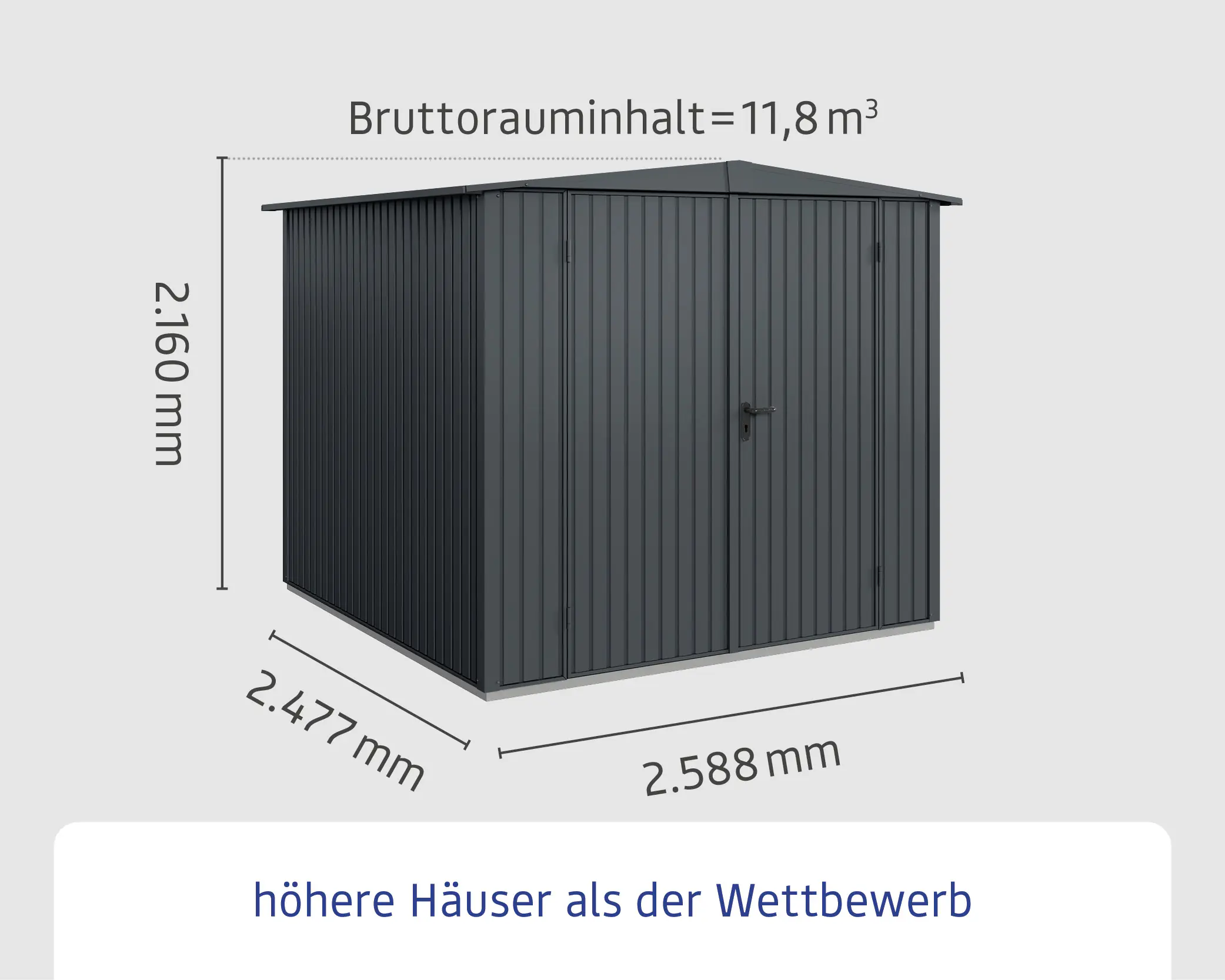 EcoStar Gerätehaus Trend-S Typ 2 258,8 x 247,7 x 216 cm anthrazitgrau