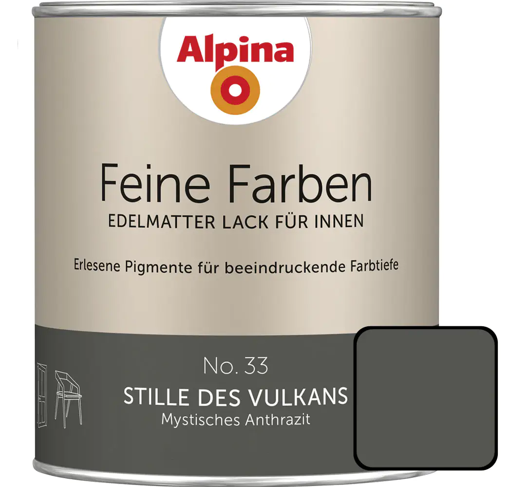 Alpina Feine Farben Lack No. 33 Stille des Vulkans  anthrazit edelmatt 750 ml Alpina Feine Farben Lack No. 33 Stille des Vulkans  anthrazit edelmatt 750 ml