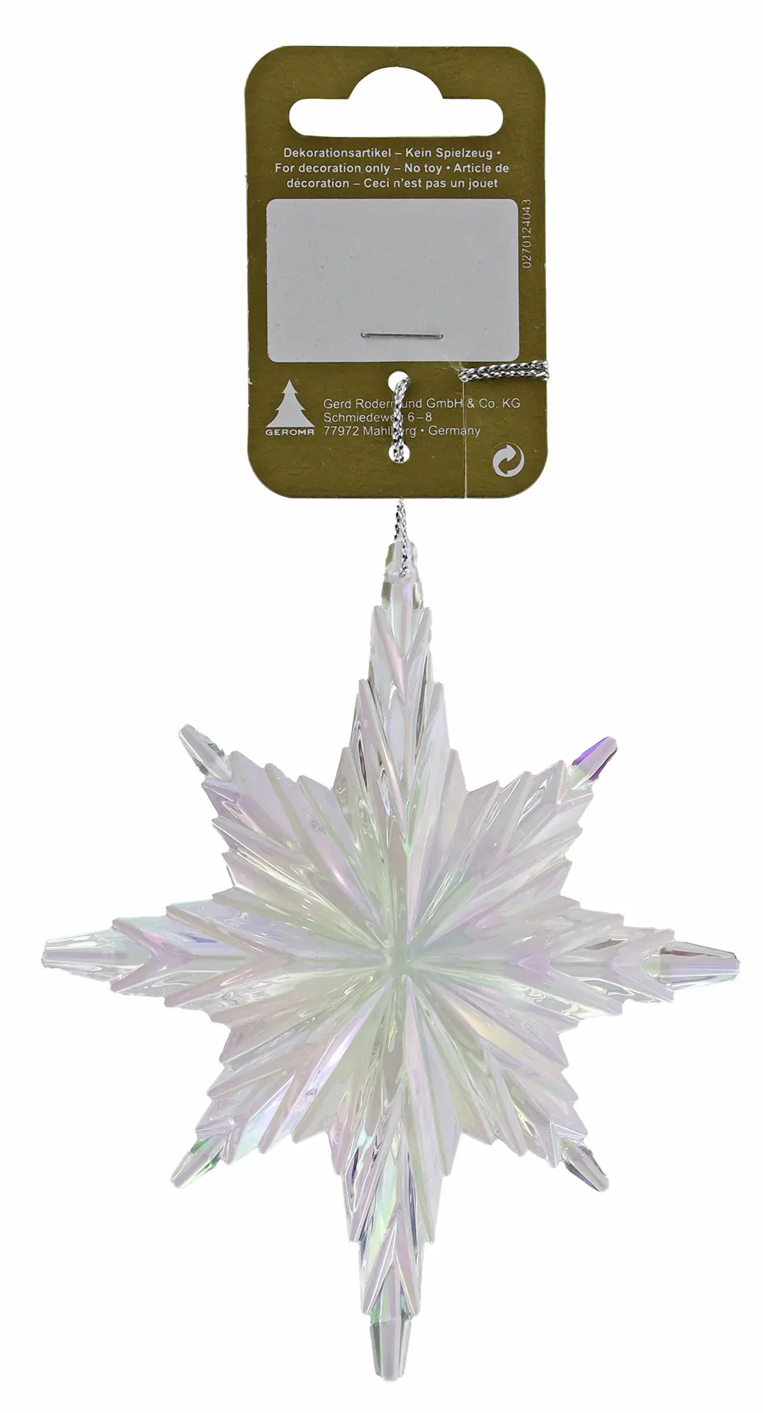 Weihnachtskugel Stern aus Kunststoff 12 cm perlmutt 1 Stück