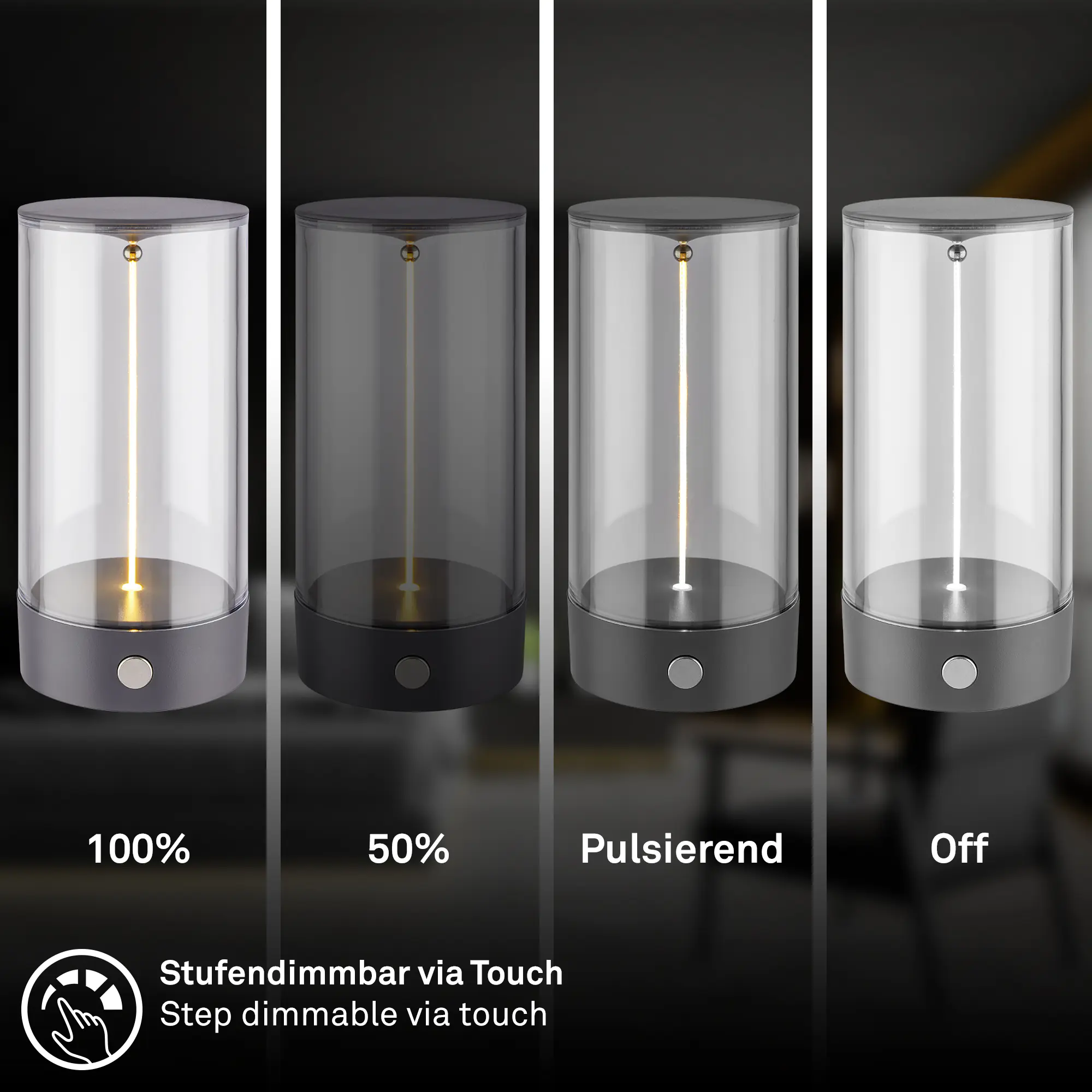 Briloner LED Akku-Tischleuchte Wiggle anthrazit 15 cm warmweiß dimmbar Briloner LED Akku-Tischleuchte Wiggle anthrazit 15 cm warmweiß dimmbar