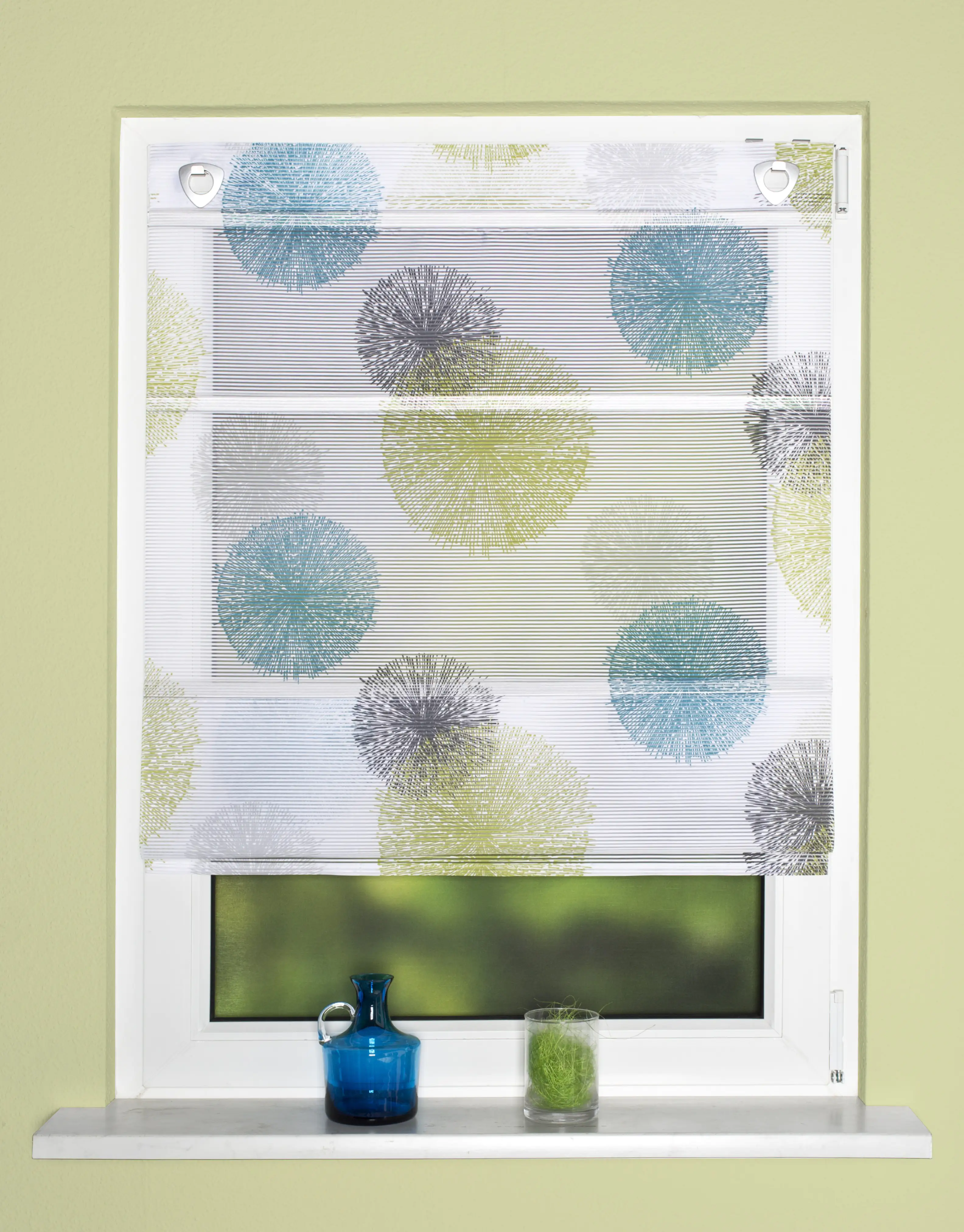 Home Wohnideen Raffrollo Pusteblume blau-grün 130 x 45 cm