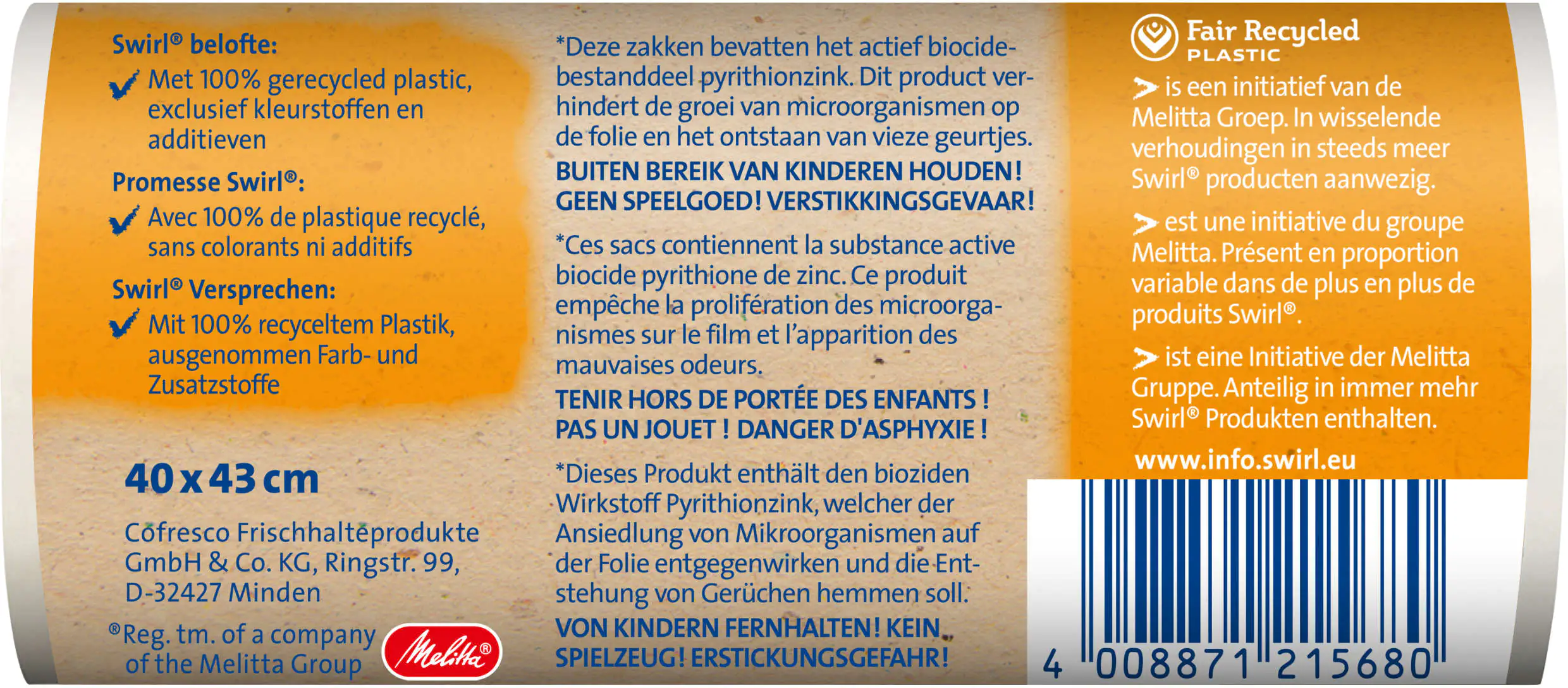 Swirl Müllbeutel mit Tragegriff 10 L 37 Stück Swirl Müllbeutel mit Tragegriff 10 L 37 Stück