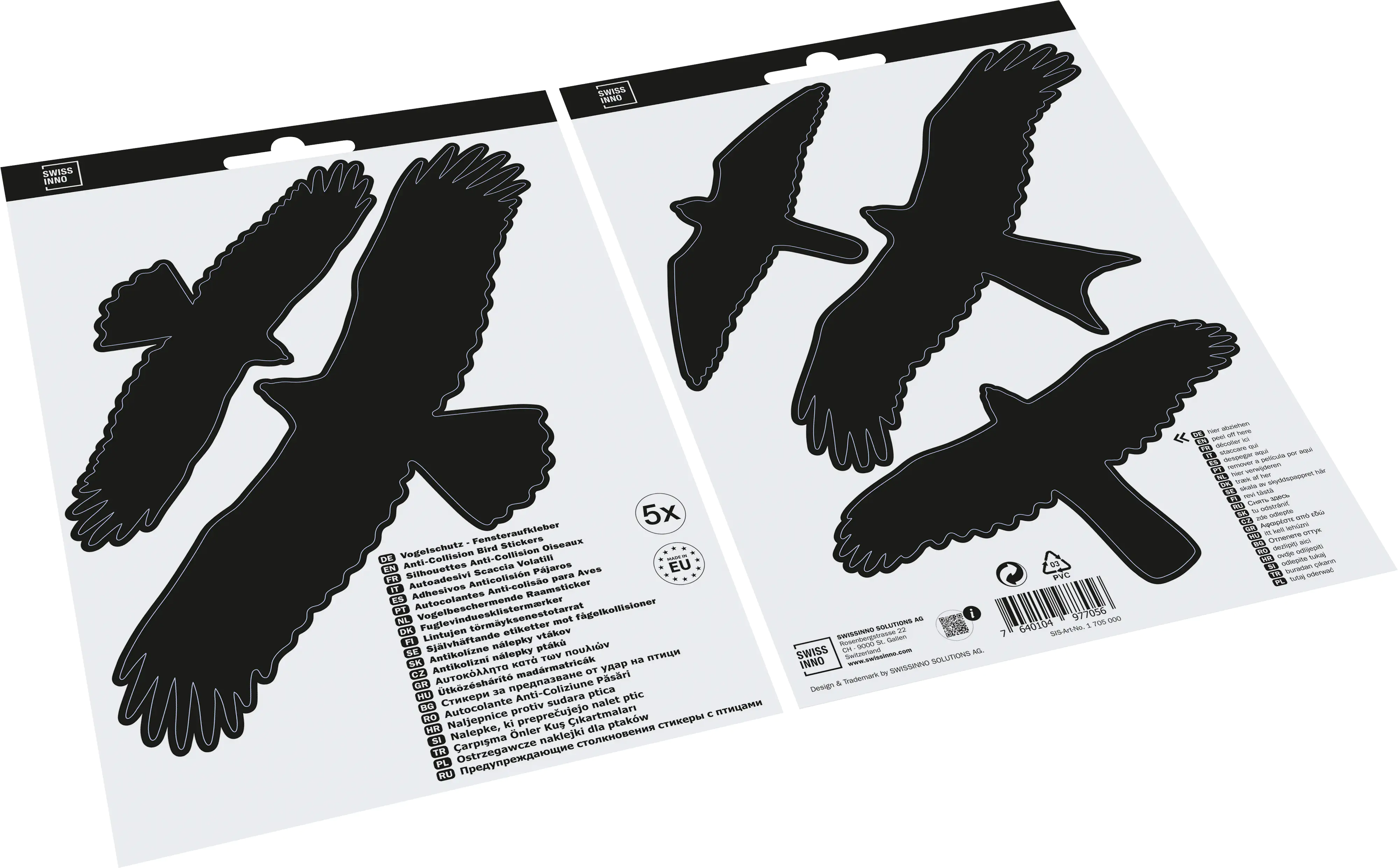 Swissinno Vogel Aufkleber für Fensterscheiben & Glasflächen 5 Stück