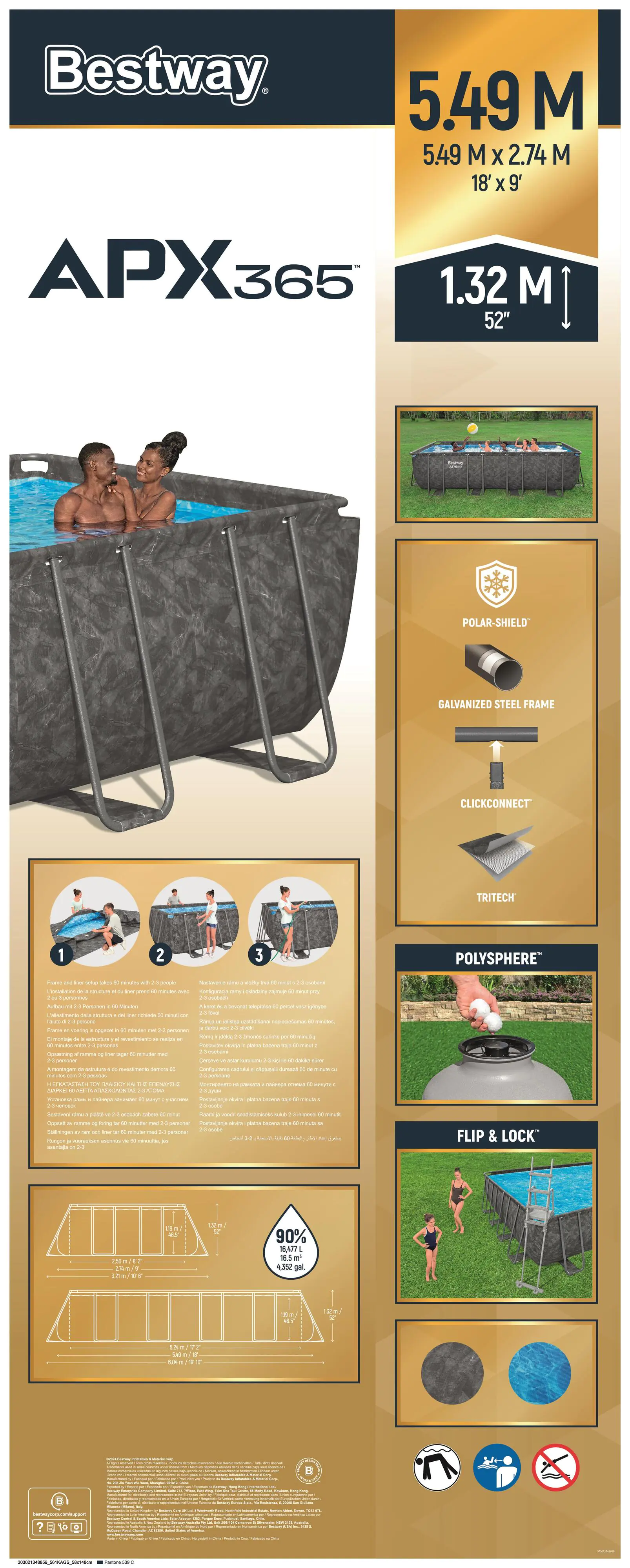 Bestway Winterfestes Frame Pool APX365 Komplett-Set mit Sandfilteranlage 549 x 274 x 132 cm marmor-optik eckig Bestway Winterfestes Frame Pool APX365 Komplett-Set mit Sandfilteranlage 549 x 274 x 132 cm marmor-optik eckig