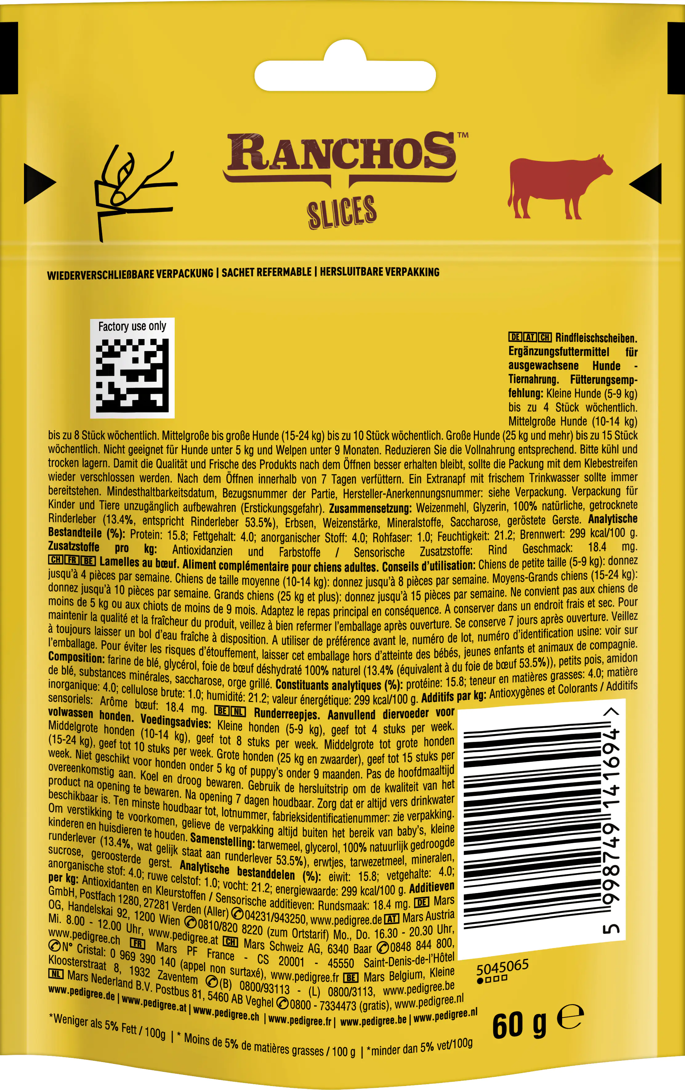 Pedigree Ranchos Adult Slices mit Rind Hundesnack 60g Pedigree Ranchos Adult Slices mit Rind Hundesnack 60g