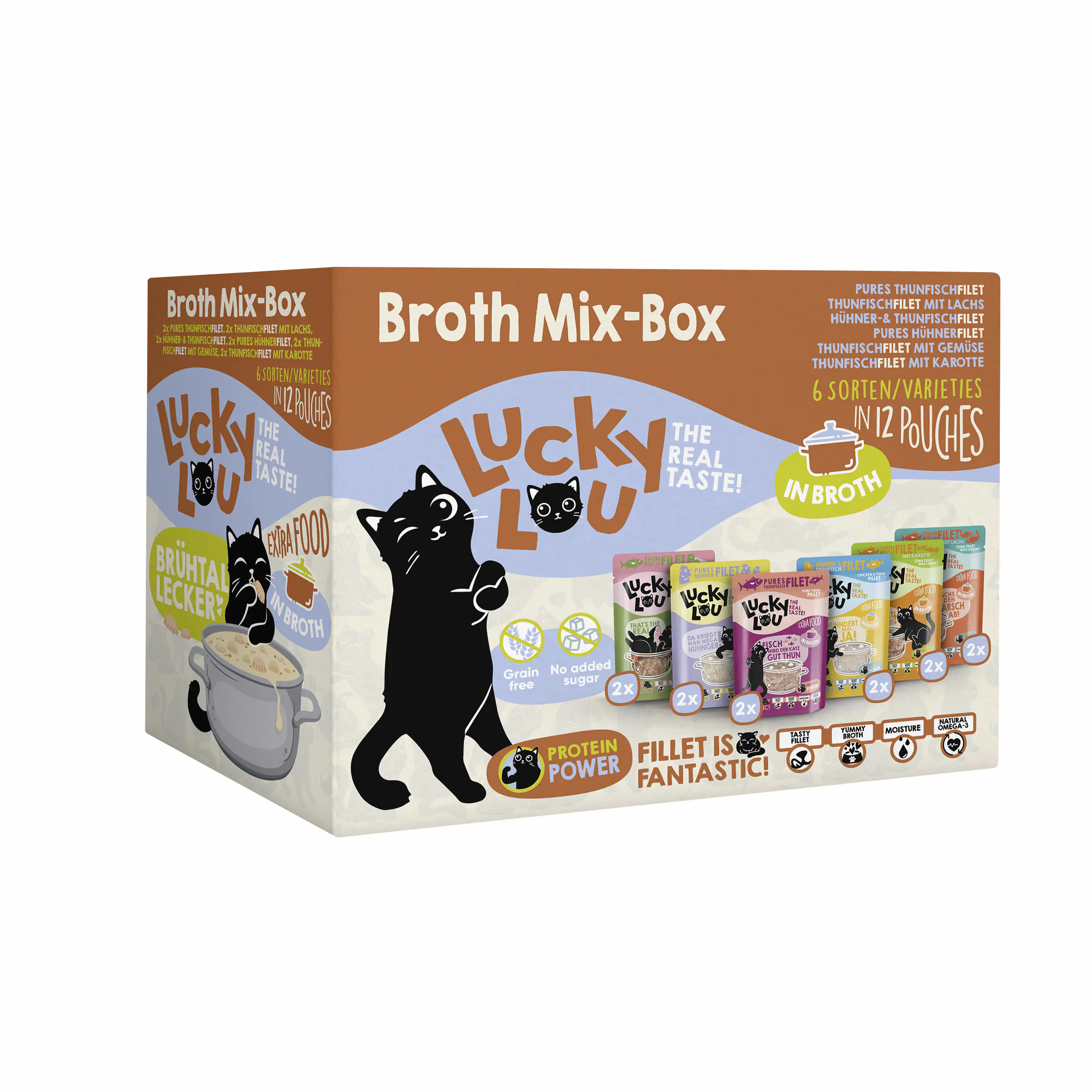 Lucky Lou Extrafood Katzennassfutter Adult getreidefrei 12 x 70 g Sud-Mix-Box