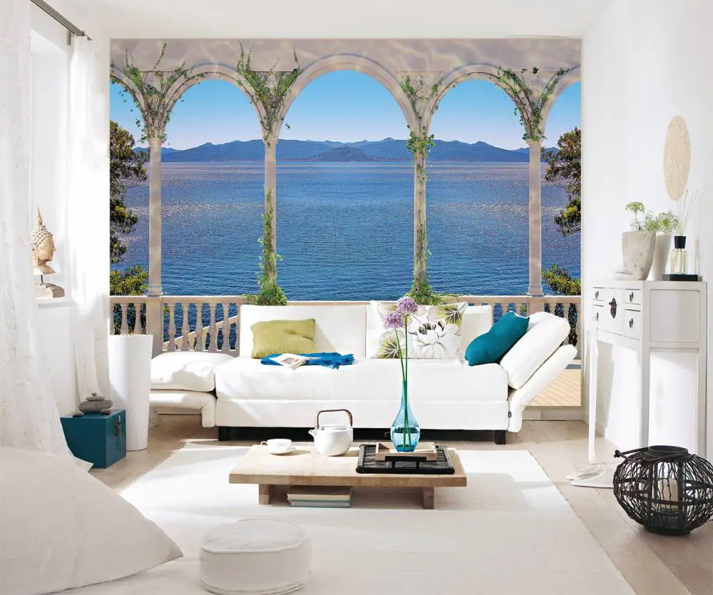 papermoon Vlies- Fototapete Digitaldruck 350 x 260 cm Terrace with Colonnade