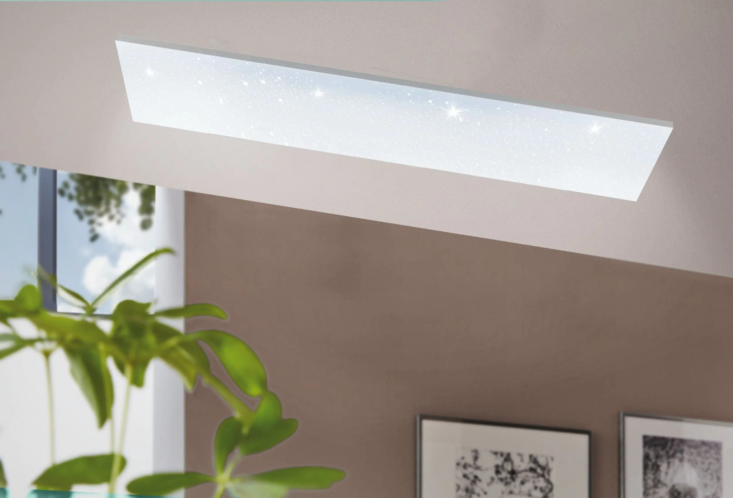 Eglo LED Deckenleuchte Calemar-S weiß 99,2 x 24,2 cm mit Kristalleffekt 