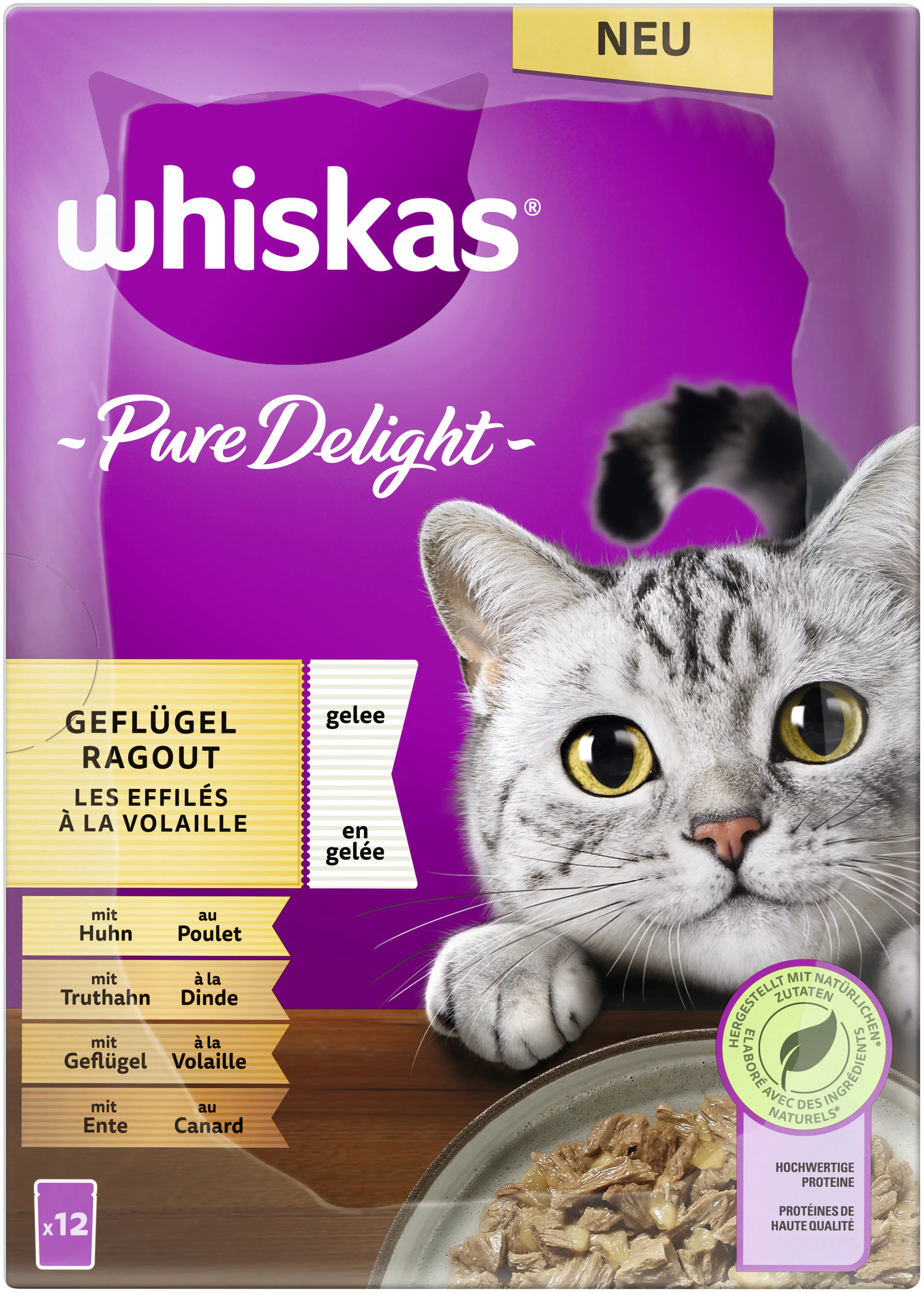 Whiskas Multipack Pure Delight Geflügelragout Katzenfutter 12 x 85 g