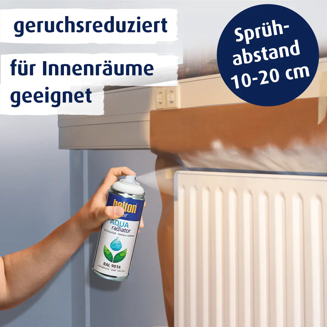 belton free Lackspray AQUAradiator Heizkörperlack 400 ml verkehrsweiß seidenglänzend
