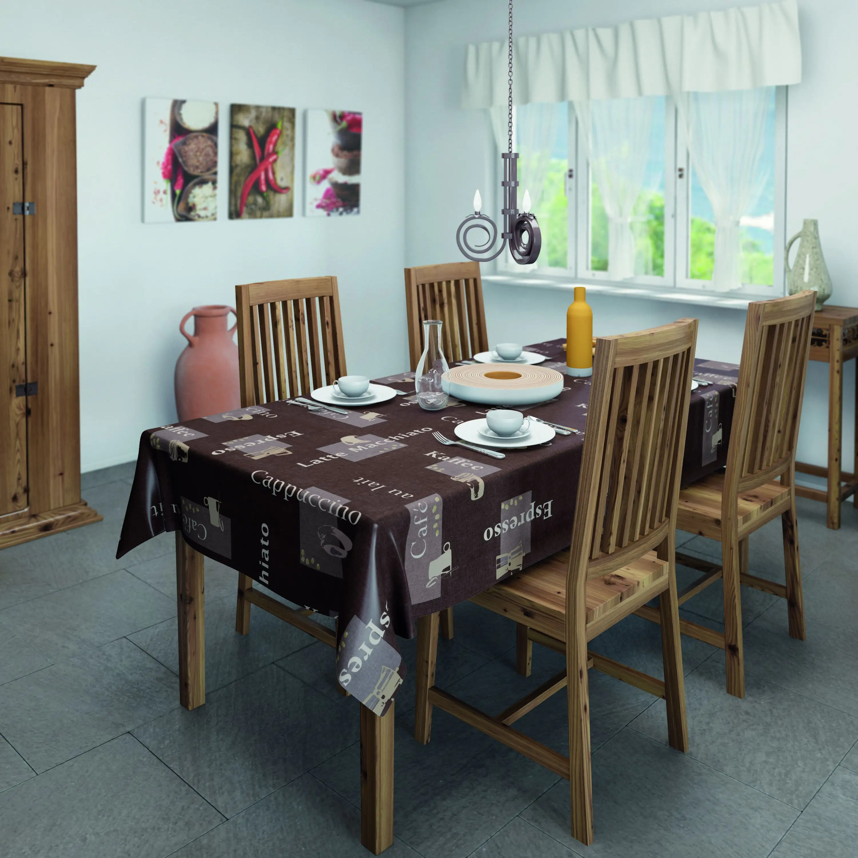 4007386320933 d-c-table® Tischdecke Manhattan Vlies Cappucino 130 x 160 cm, schoko