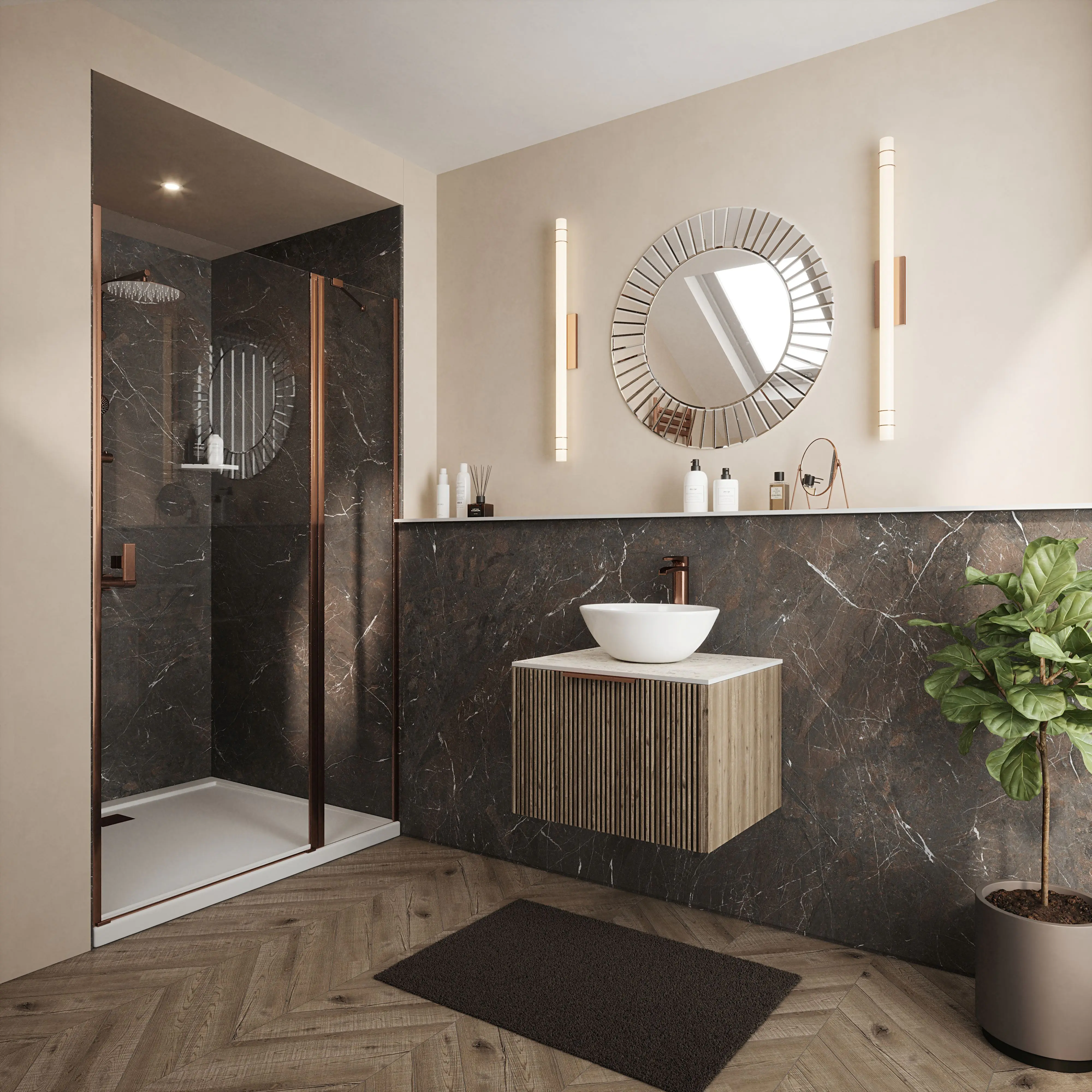 Wetwall Elite Wandpaneel  Rosso Levanto 120 x 242 cm mit abgerundeter Abschlusskante