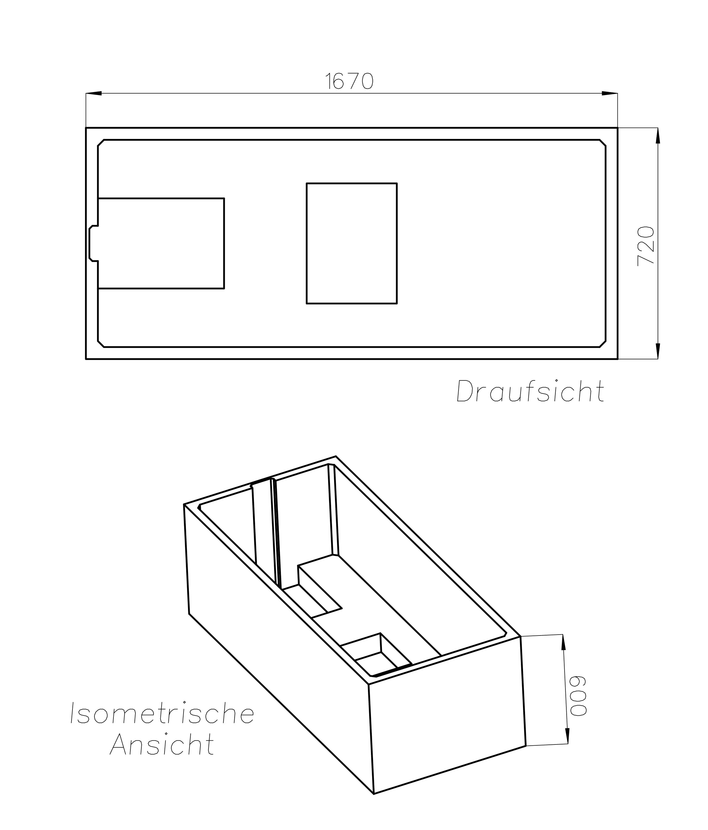 Ottofond Wannenträger Atlanta 1670 x 720 mm