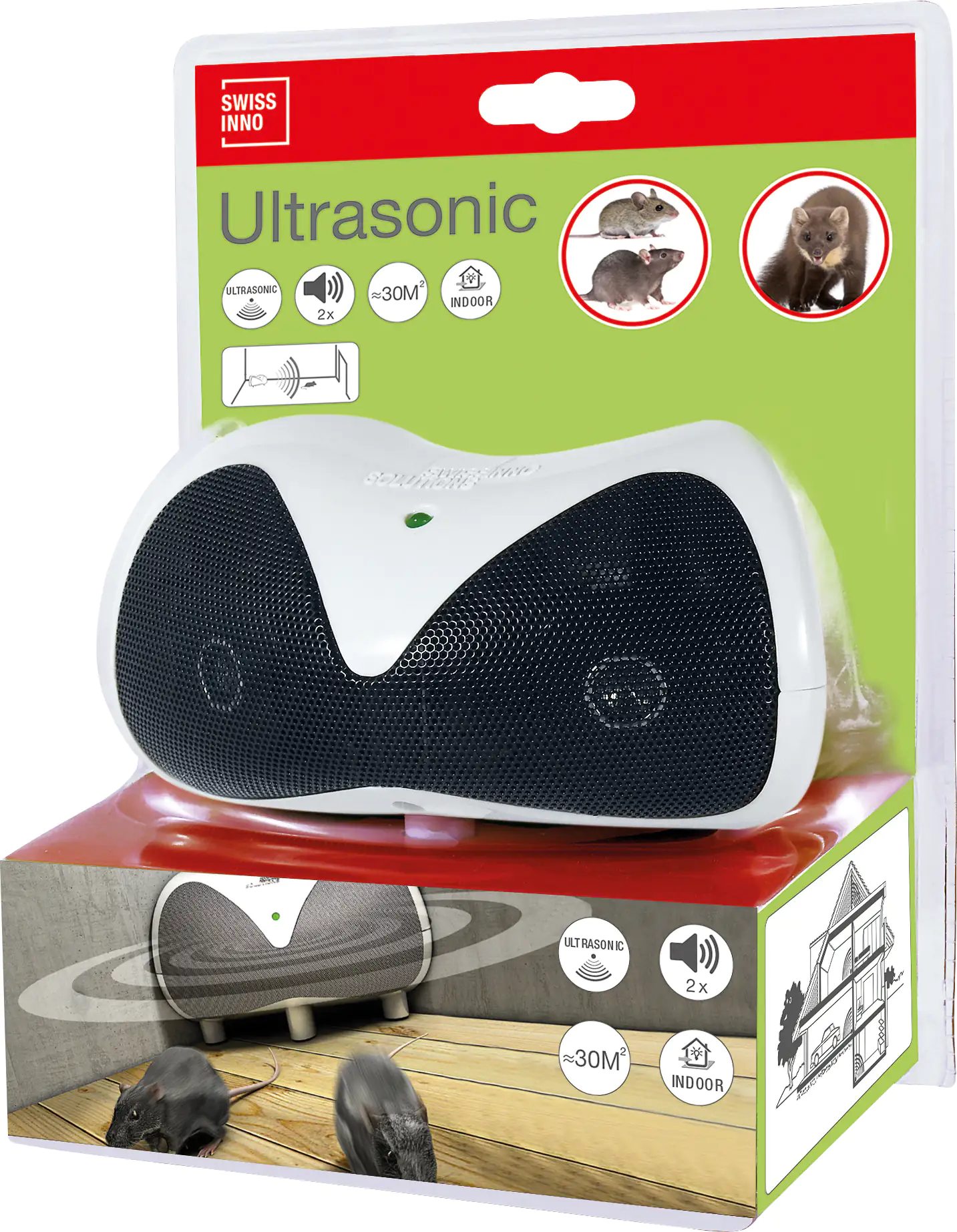 Swissino Nagetier Vertreiber Ultraschall gegen Mäuse, Ratten