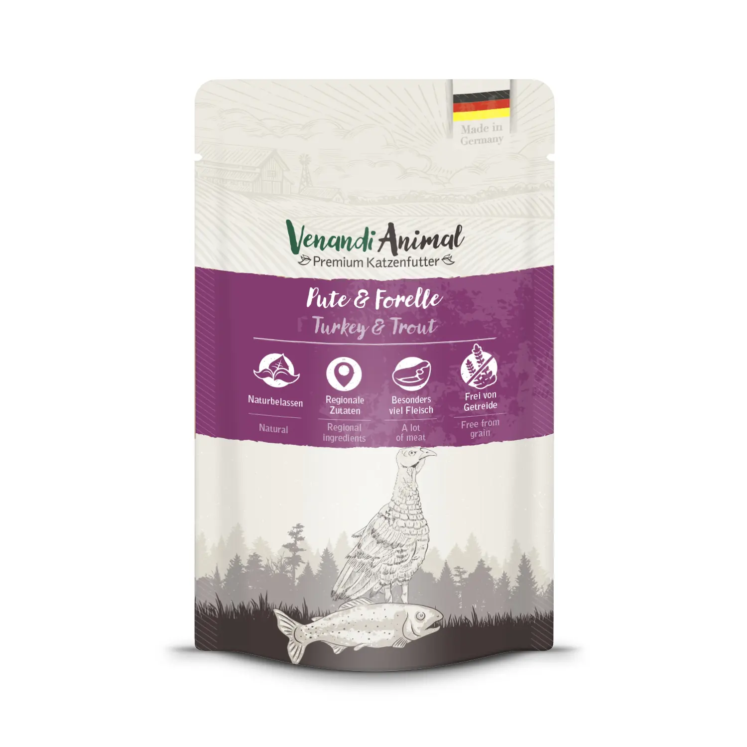 Venandi Katzennassfutter Adult getreidefrei 125 g Pute & Forelle