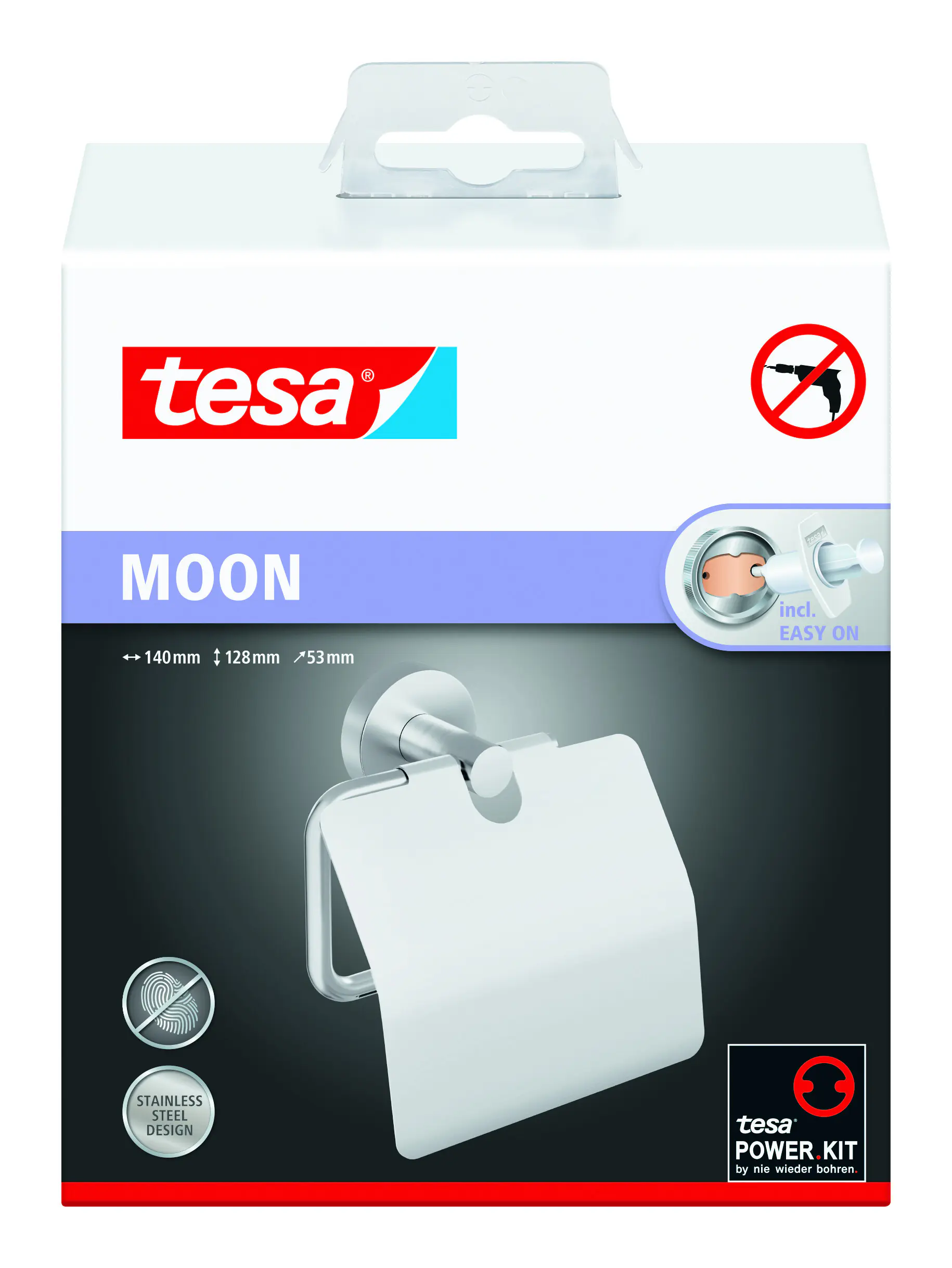 tesa Toilettenpapierhalter Moon mit Deckel edelstahl