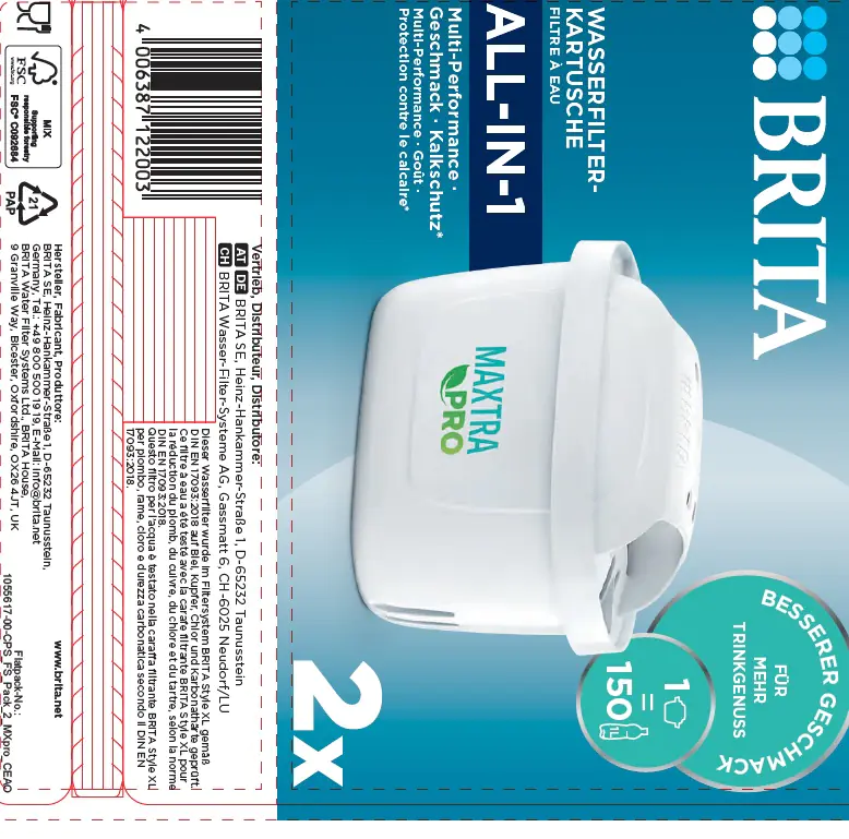 Brita Wasserfilterkartusche MAXTRA PRO All-IN-1, 2er-Pack