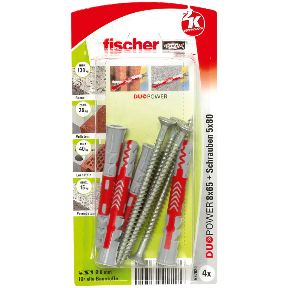 Fischer Dübel Duopower 8.0 x 65 mm - 4 Stück Fischer Dübel Duopower 8.0 x 65 mm - 4 Stück