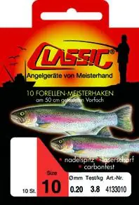 Classic Forellenhaken Größe 8 gebunden blau 10 Stück