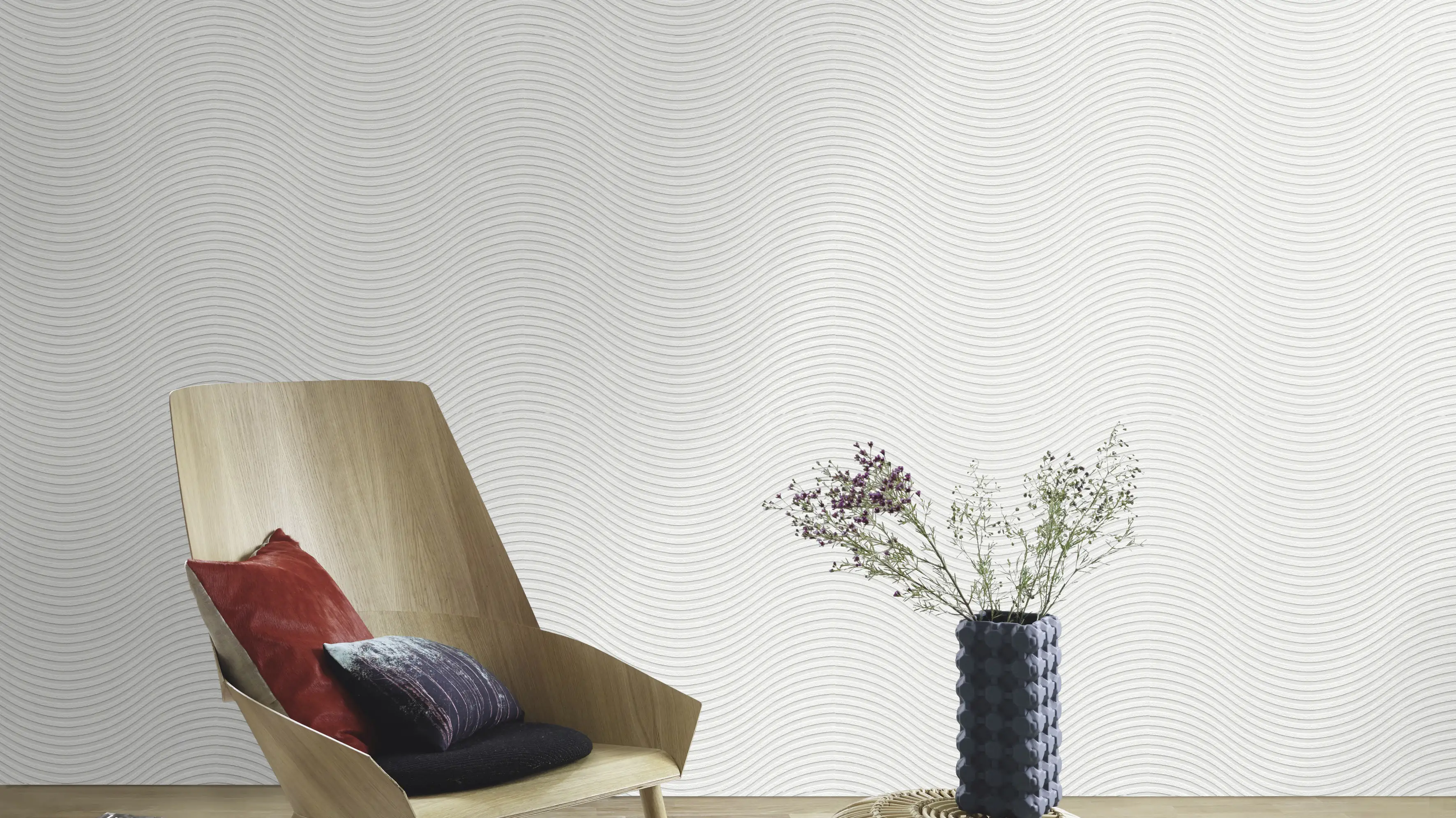 Rasch Vliestapete 162806 Wallton überstreichbare wellen weiß 10,05 x 0,53 m 