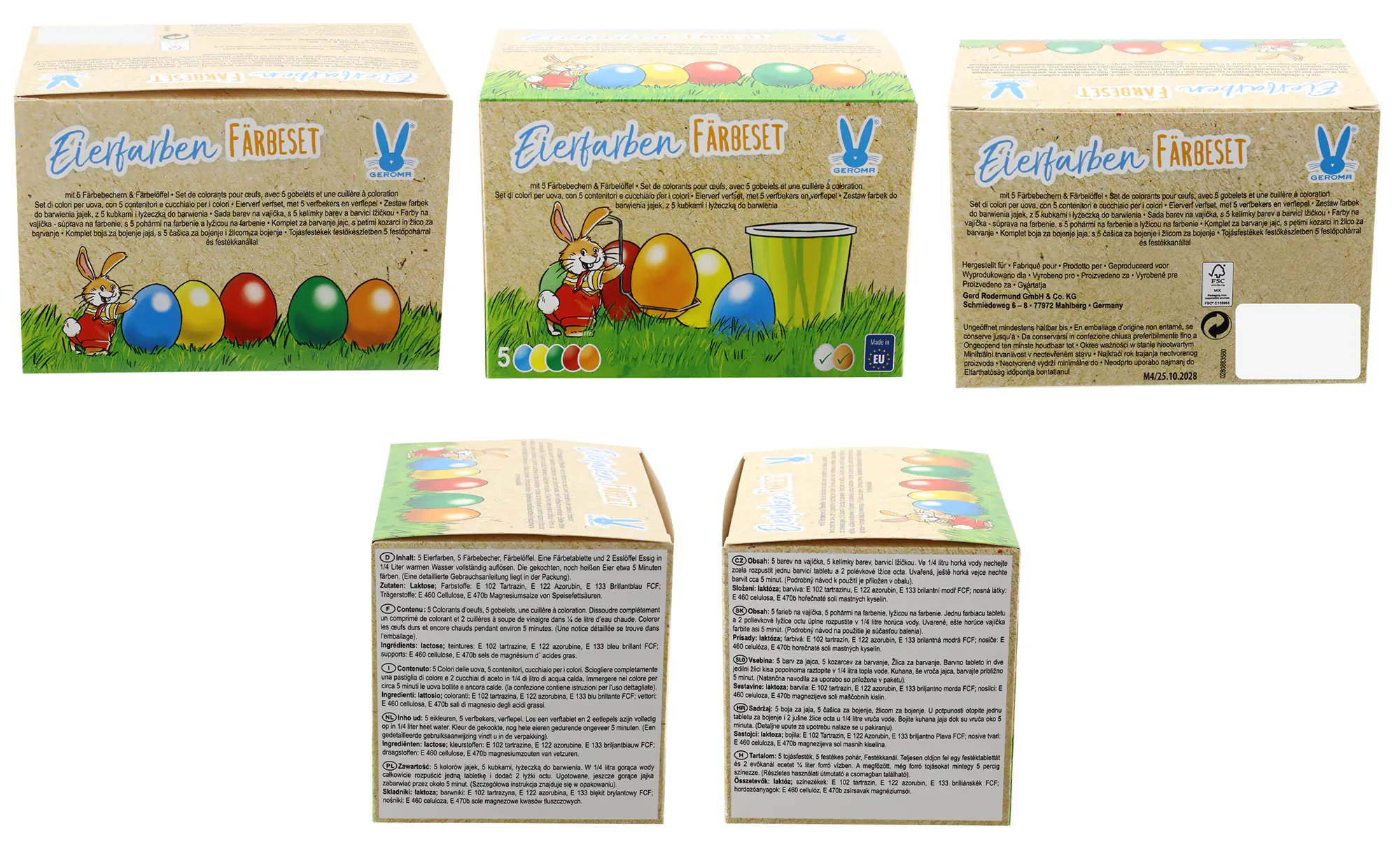 Eierfarben Färbeset bunt 5 Farben inkl. Becher und Löffel