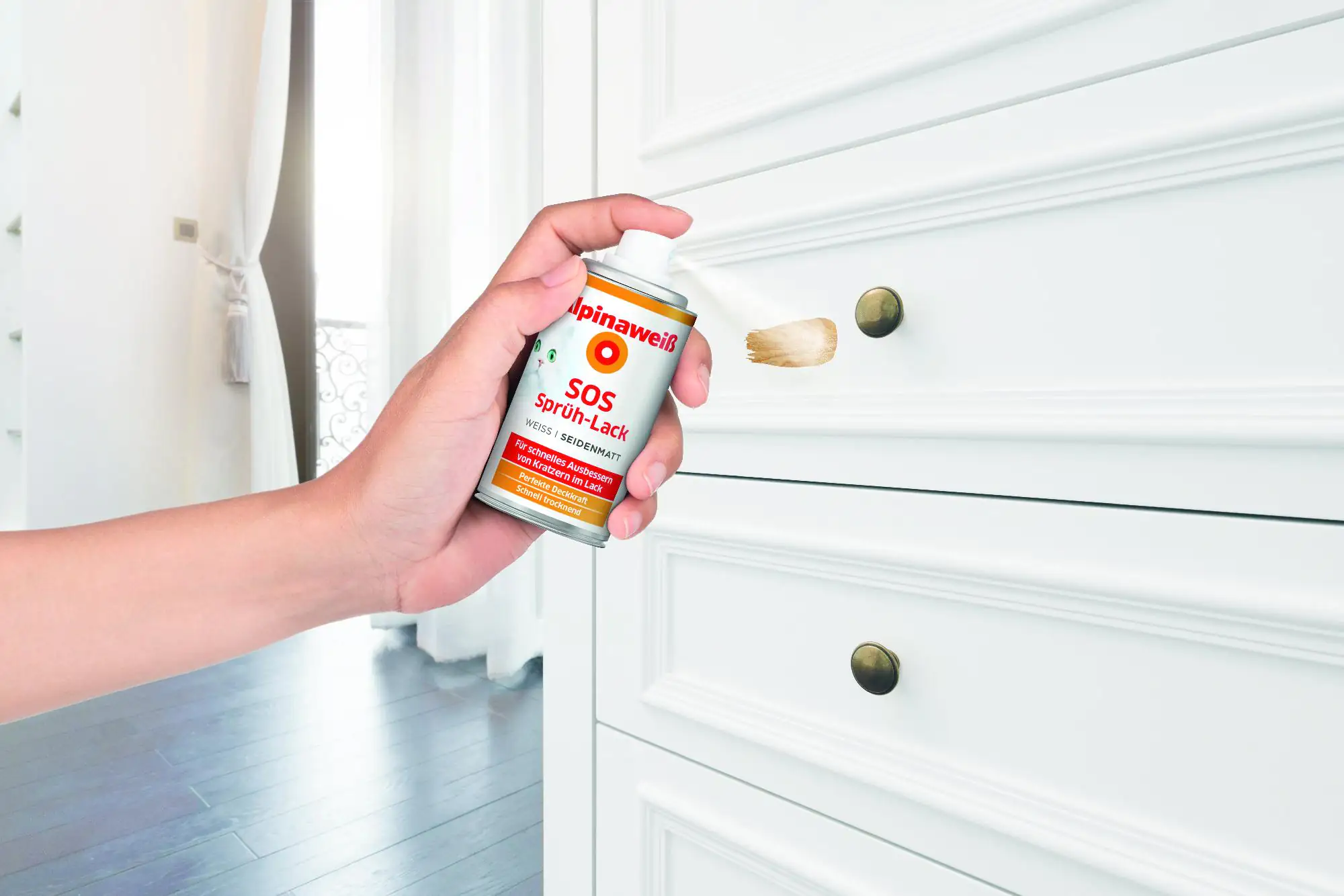 Alpinaweiß SOS Sprühlack 150 ml weiß seidenmatt Alpinaweiß SOS Sprühlack 150 ml weiß seidenmatt