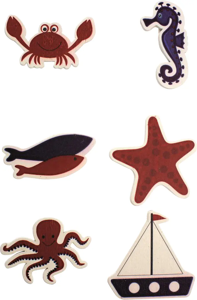 Glorex Holzsticker Maritim Meerestiere 6 Stück