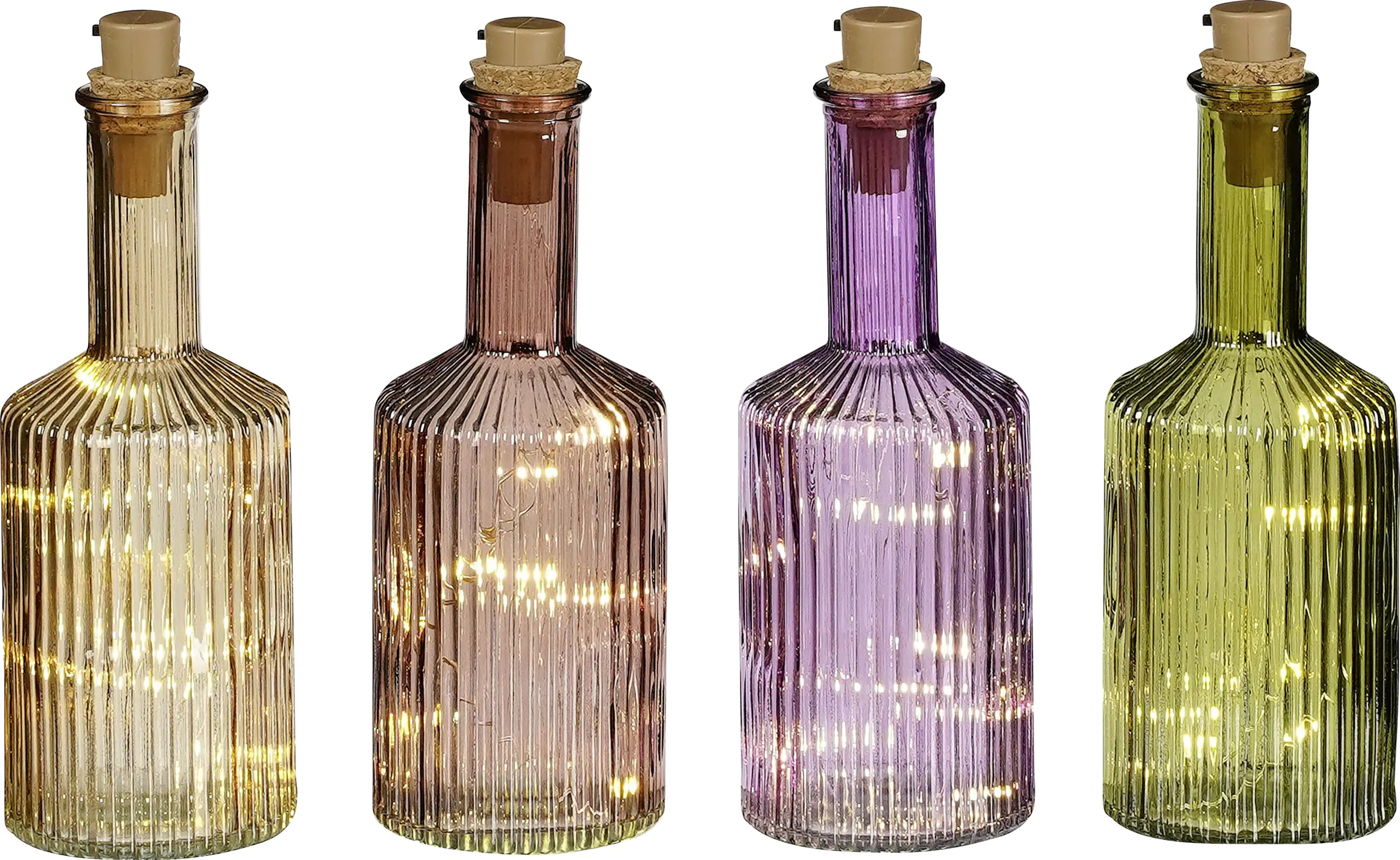 Mica Decorations Flasche Glas Ø 8 x 24 cm mit 10 Led in verschiedenen Farben