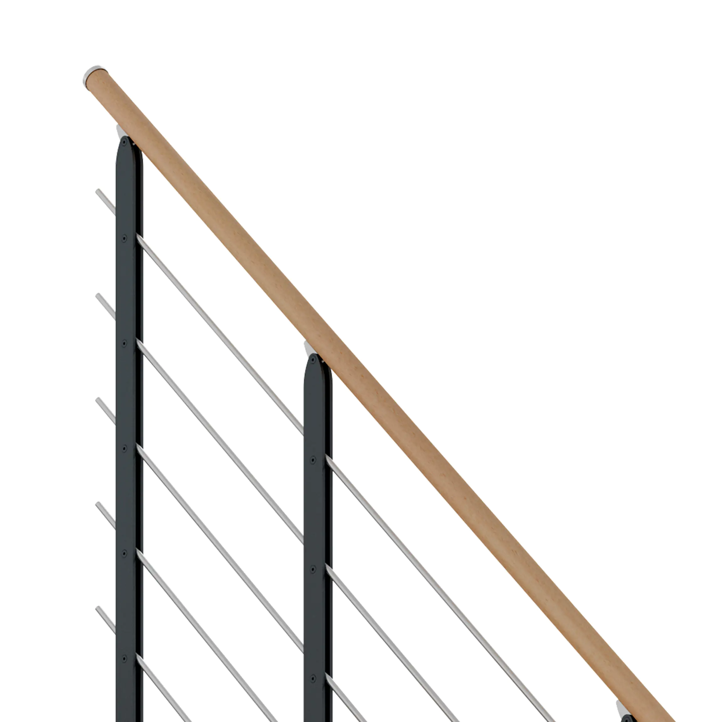 Dolle Mittelholmtreppe Sydney Buche 75 cm 11 Stufen gerade mit Geländer anthrazit