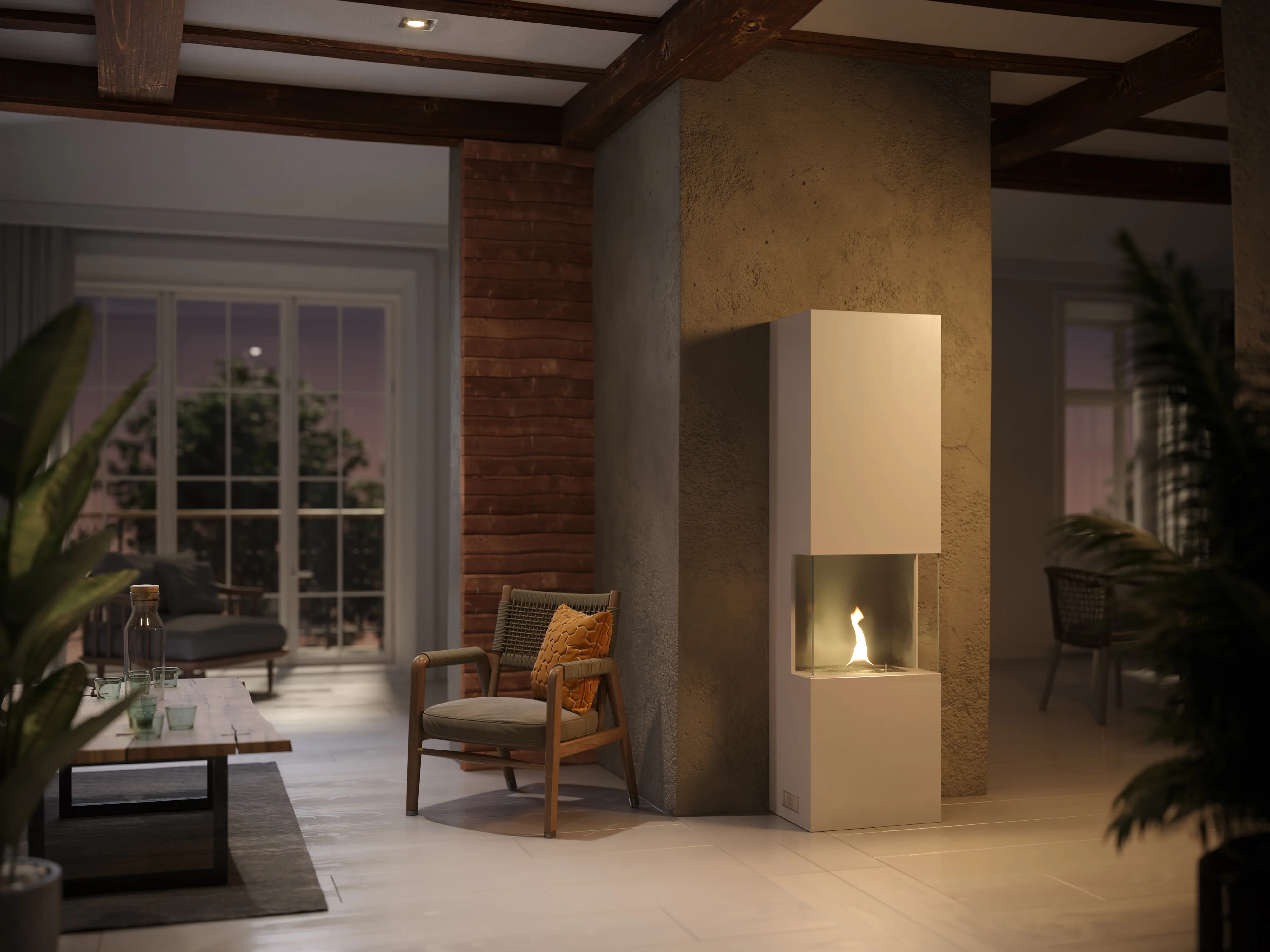 Tenderflame Ambientekamin Indie Stahl weiß 2kW