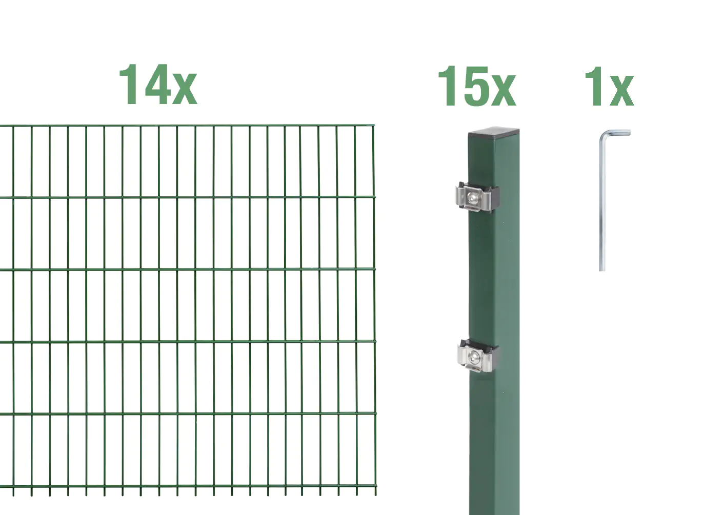 Alberts Doppelstabmatten-Grundset 28 m 200 x 120 cm 6/5/6 grün
