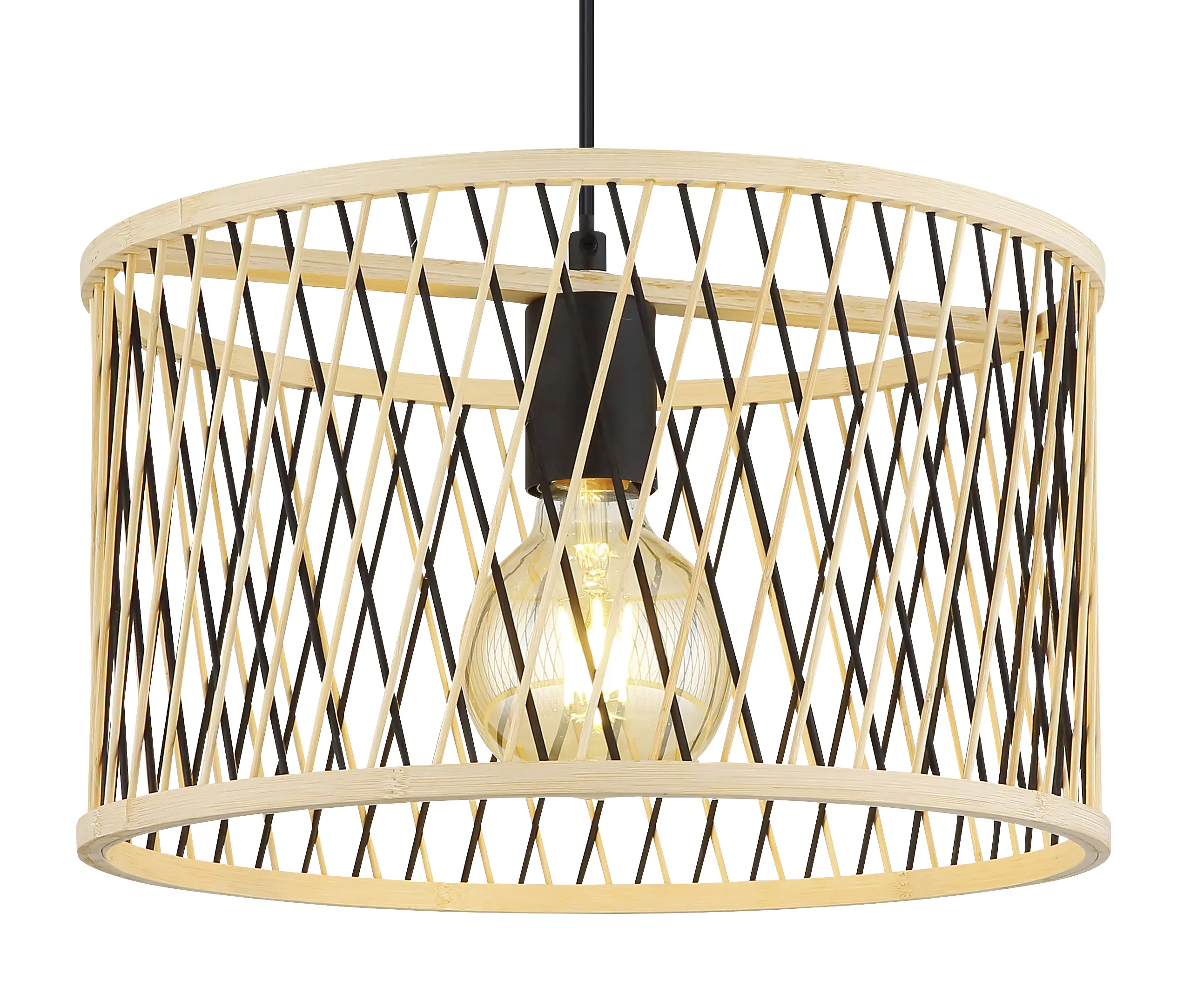 Globo Hängeleuchte Mali Ø 35 x 150 cm Bambus schwarz matt